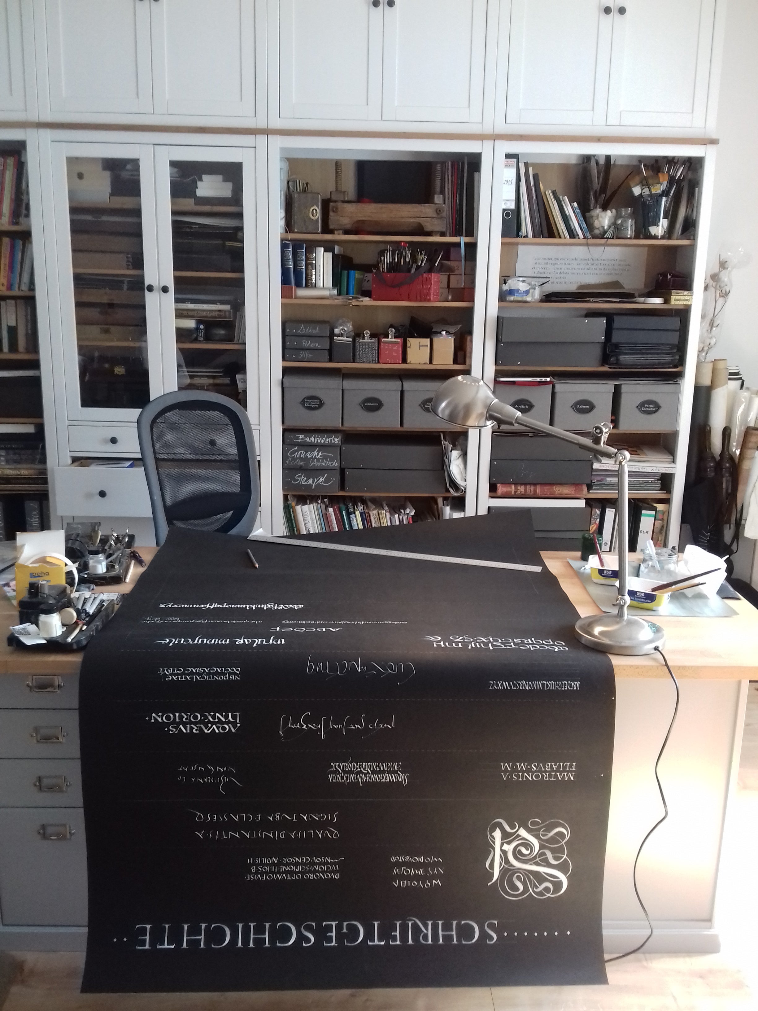 Fine Art Print, Wandbild, handgeschriebene Übersicht über bekannteste Schriften der Geschichte, Kalligrafie