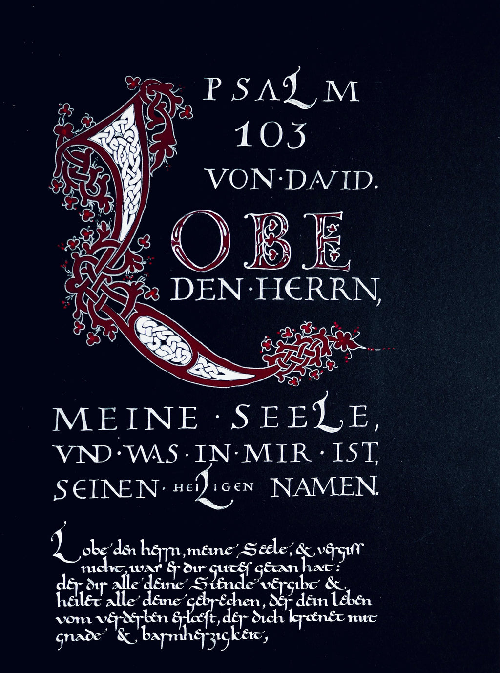 Christliche Wandbilder, Psalm 103,  Fine Art Print, Kalligrafie, 78cm lang, christliche Kunst, christliche Poster Psalmen