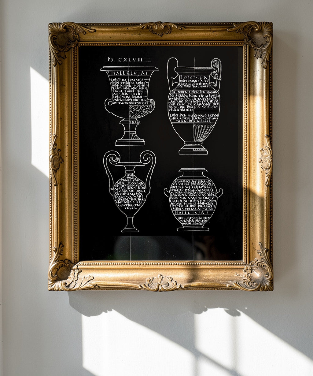 Christliche Wandbilder, Psalm 148, Bibelvers, 32x43cm, Fine Art Print, Kalligrafie, Giclée, moderne christliche Kunst, christliches Bild