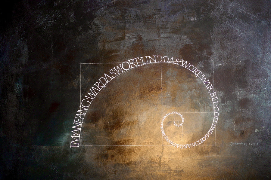 Wandbild christlich, 48×32cm, "Im Anfang war das Wort", Fine art Print, Goldener Schnitt, moderne christliche Kunst, christliche Poster, christliche Bilder groß edel