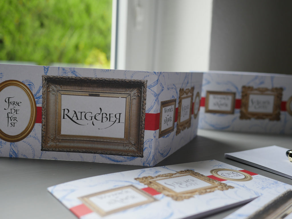 Christliche Weihnachtskarte Jesaja 9,5 – DIN lang Klappkarte mit Umschlag – Kalligrafie im Toile-de-Jouy-Design