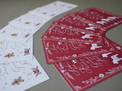 10er Set christliche Weihnachtskarten | 5 weiß + 5 rot | Sacharja 9,9 | Bibelvers | Adventskarten | Weihnachtspost