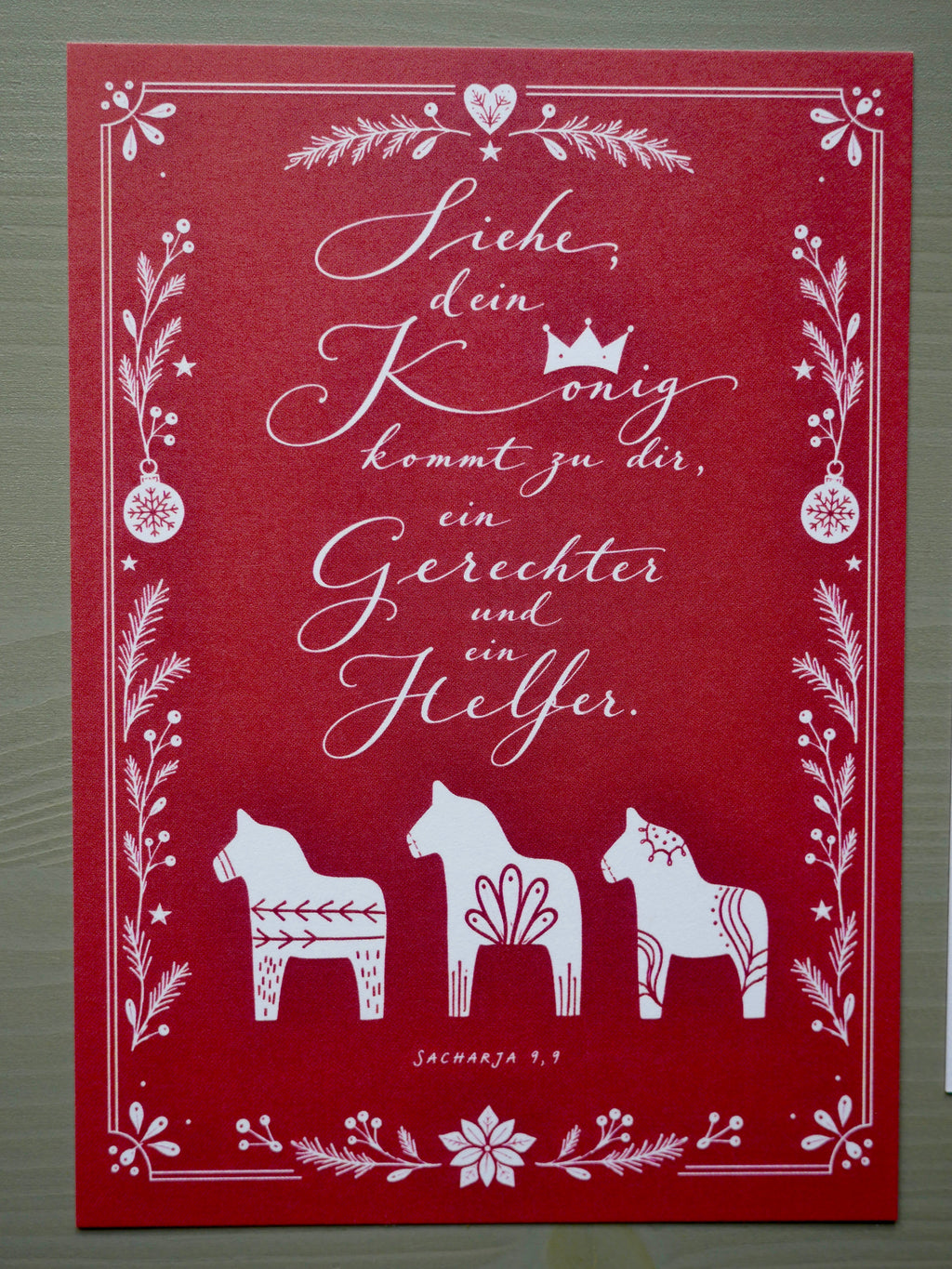 10er Set christliche Weihnachtskarten | 5 weiß + 5 rot | Sacharja 9,9 | Bibelvers | Adventskarten | Weihnachtspost