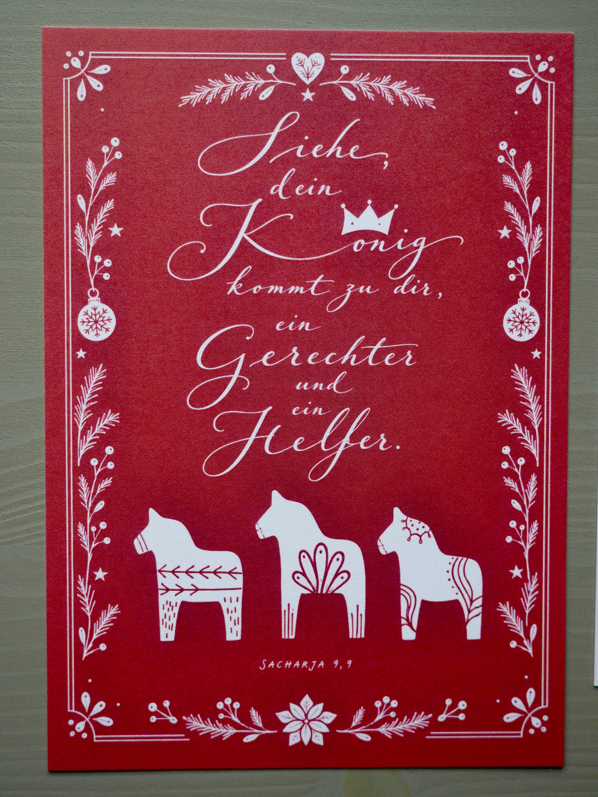 10er Set christliche Weihnachtskarten | 5 weiß + 5 rot | Sacharja 9,9 | Bibelvers | Adventskarten | Weihnachtspost