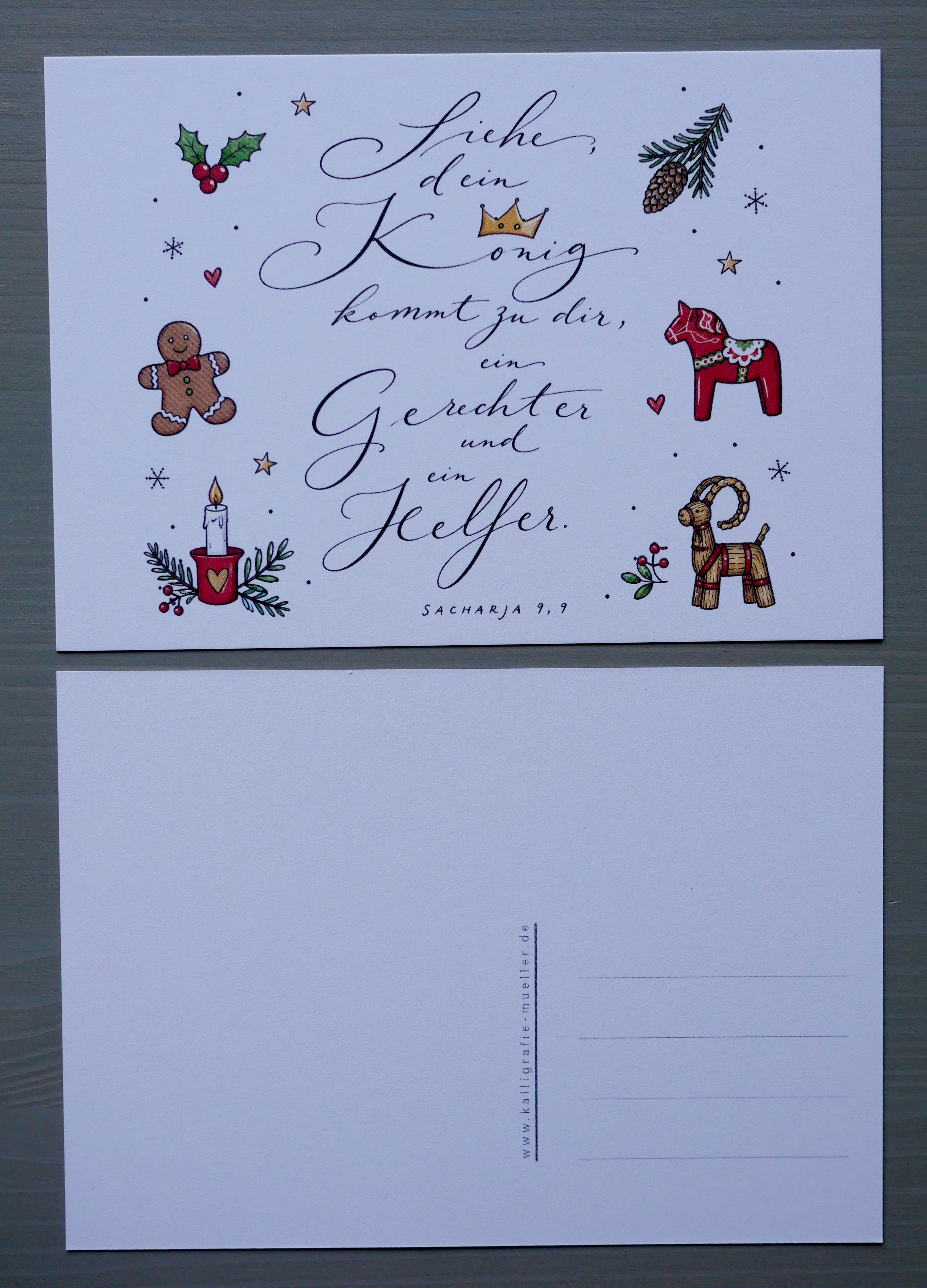 10er Set christliche Weihnachtskarten | 5 weiß + 5 rot | Sacharja 9,9 | Bibelvers | Adventskarten | Weihnachtspost