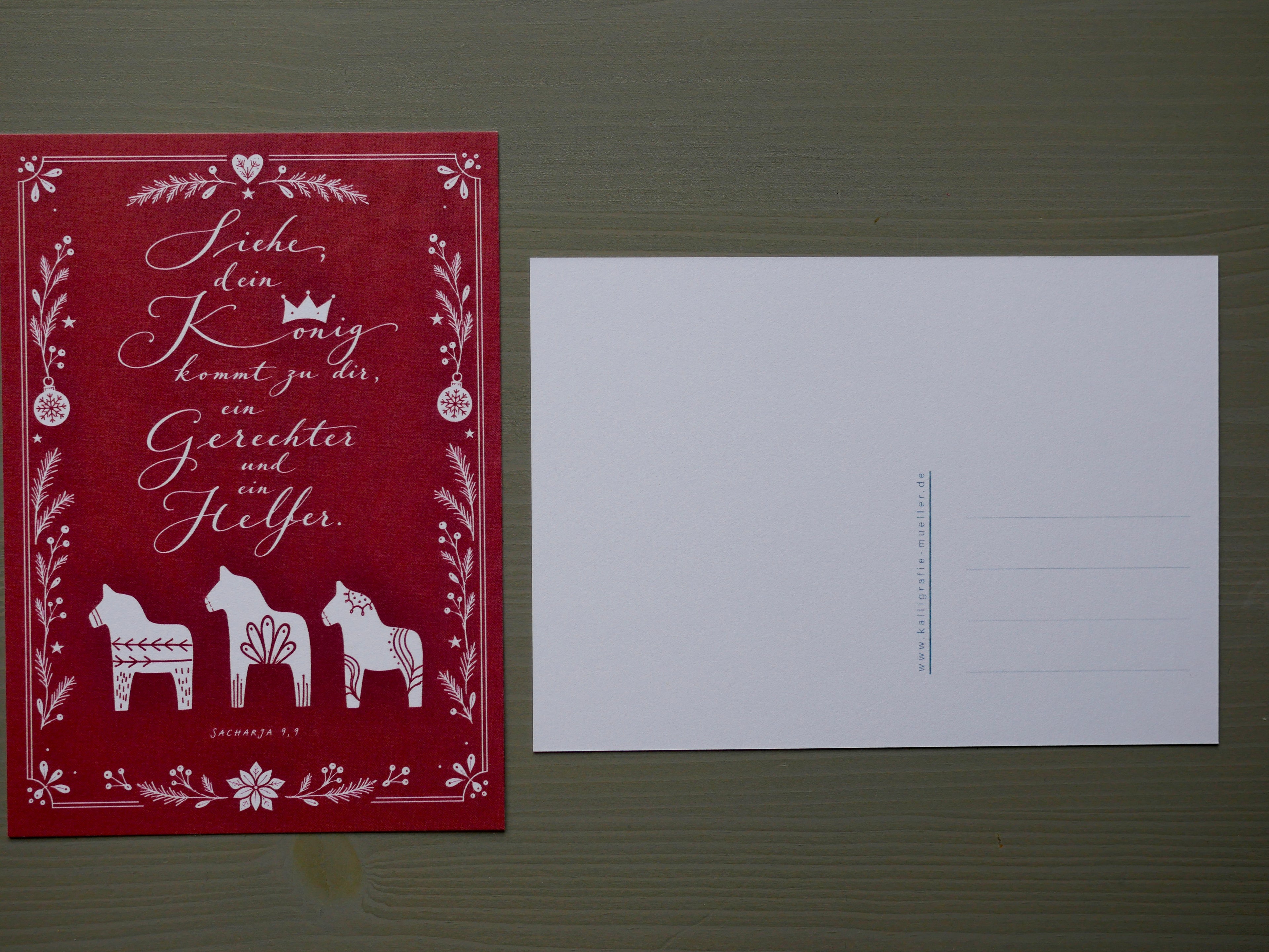 10er Set christliche Weihnachtskarten | 5 weiß + 5 rot | Sacharja 9,9 | Bibelvers | Adventskarten | Weihnachtspost