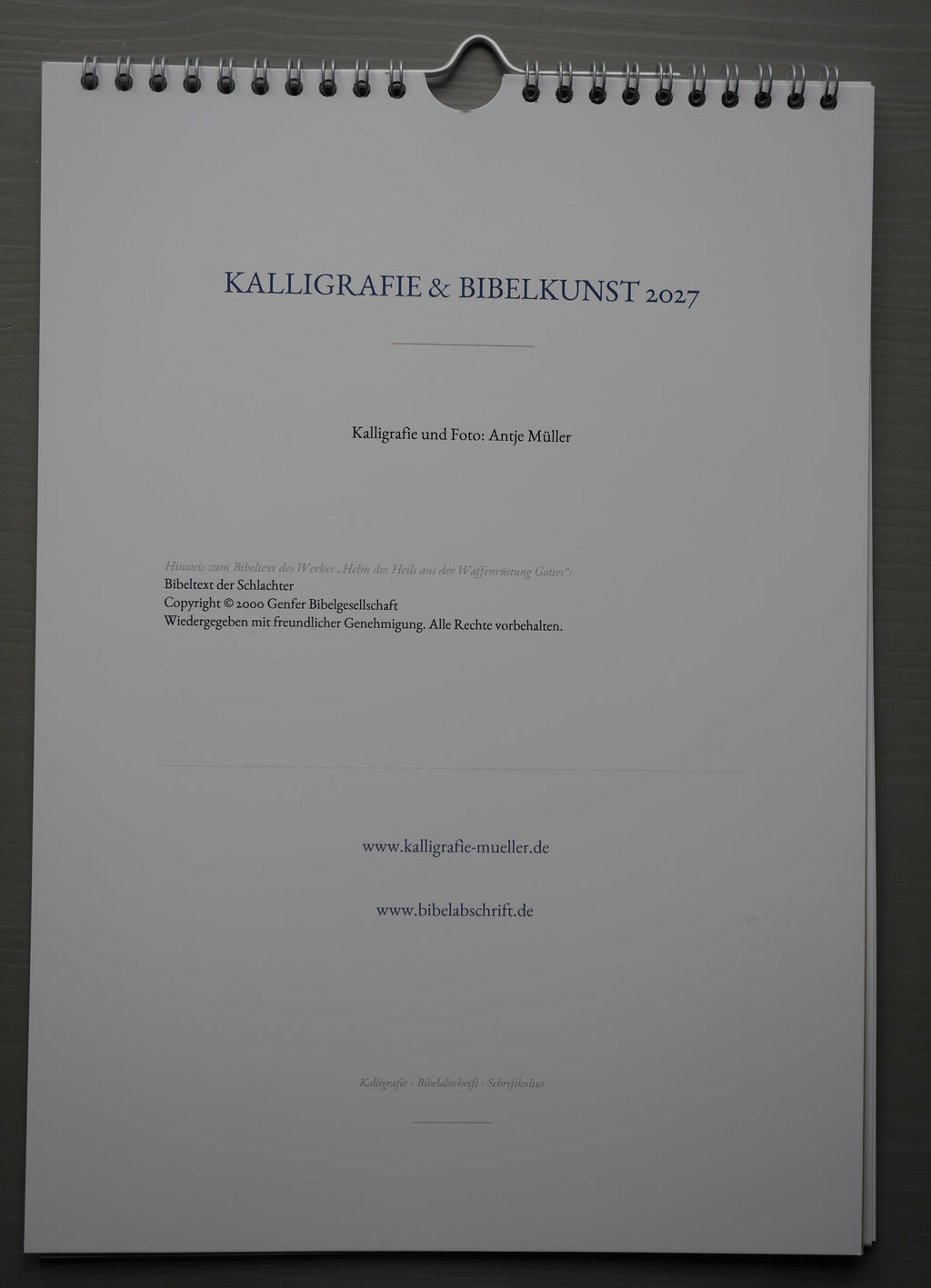 Christlicher Kunstkalender 2027 – Kalligrafie & Bibelkunst | A4