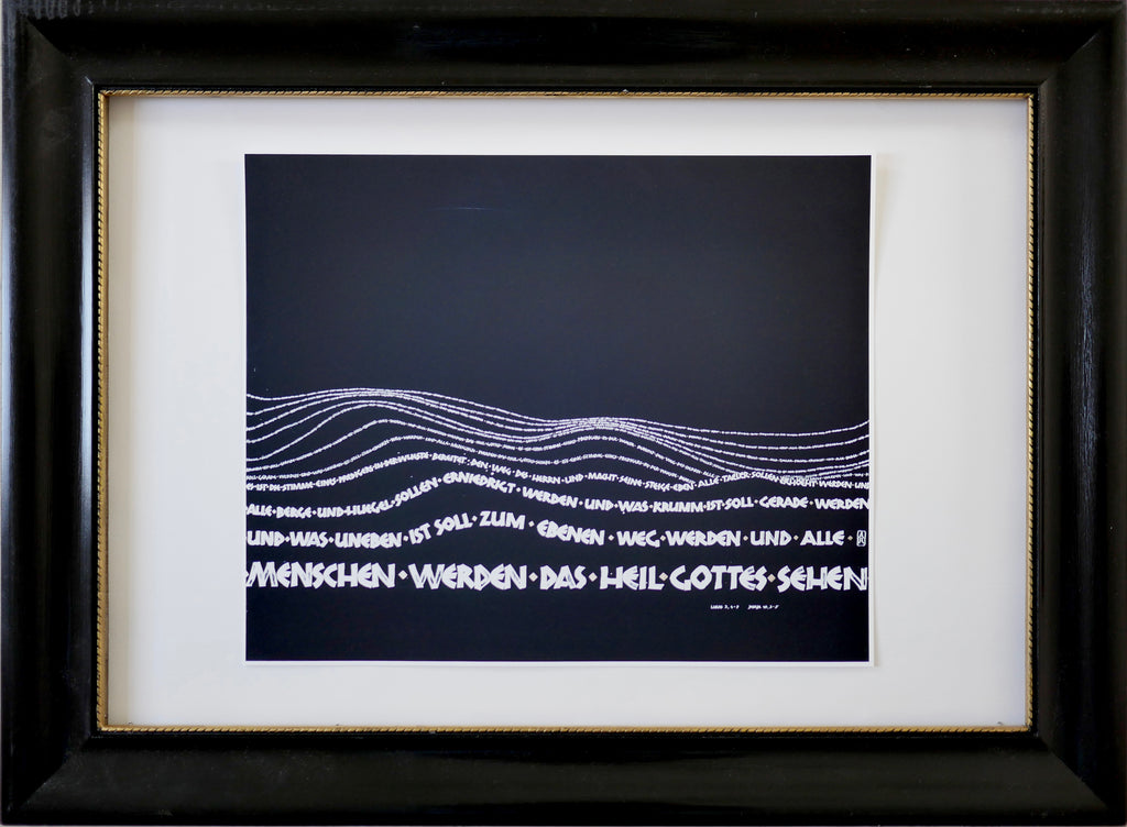 Wandbild christlich, 40x32 cm,  "Alle Berge und Hügel ... ", Kalligrafie, Fine Art Print, Bibelvers, christliche Kunst, Geschenke christlich