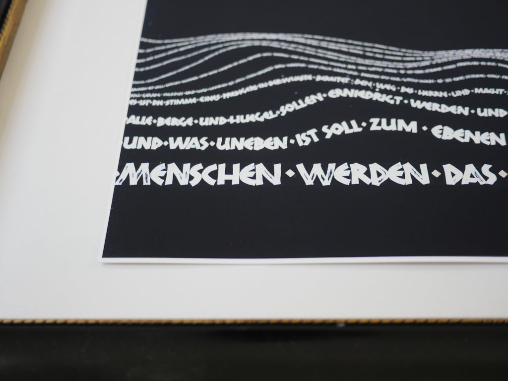 Wandbild christlich, 40x32 cm,  "Alle Berge und Hügel ... ", Kalligrafie, Fine Art Print, Bibelvers, christliche Kunst, Geschenke christlich