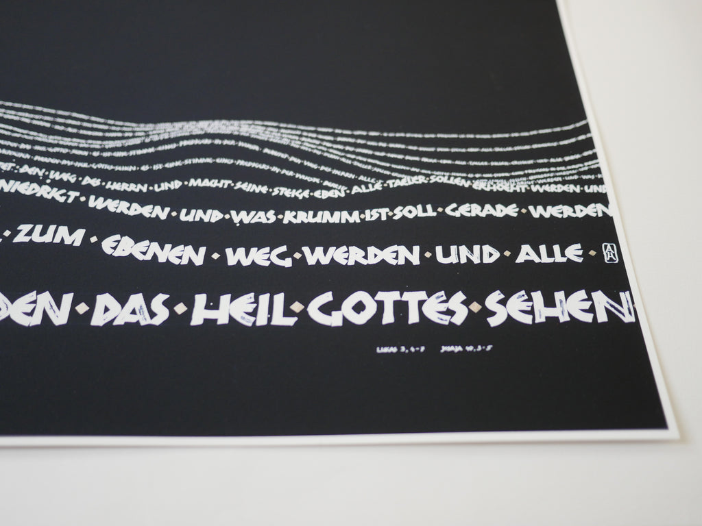 Wandbild christlich, 40x32 cm,  "Alle Berge und Hügel ... ", Kalligrafie, Fine Art Print, Bibelvers, christliche Kunst, Geschenke christlich