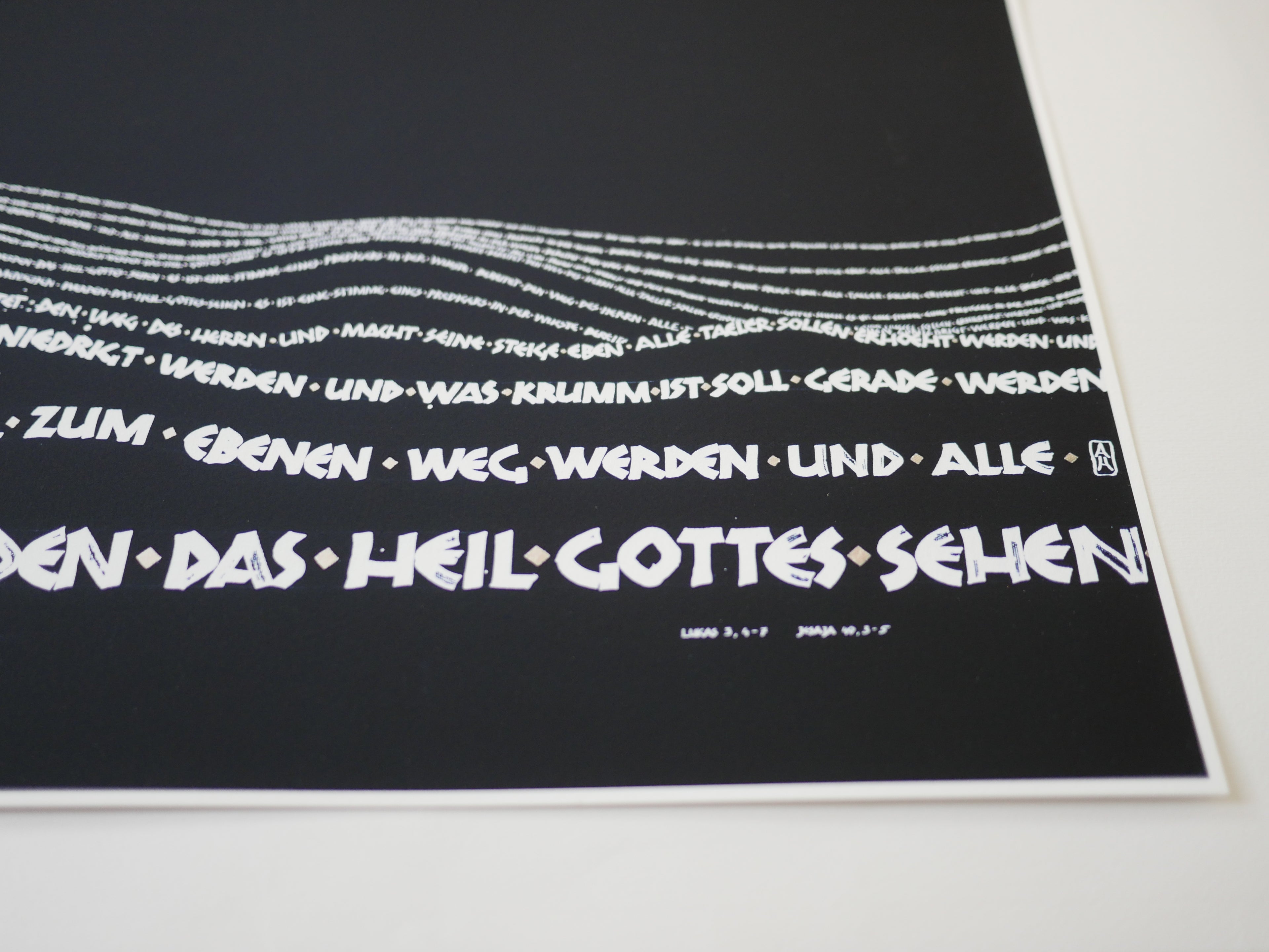 Wandbild christlich, 40x32 cm,  "Alle Berge und Hügel ... ", Kalligrafie, Fine Art Print, Bibelvers, christliche Kunst, Geschenke christlich
