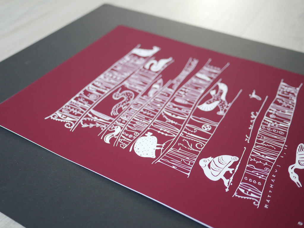 Wandbild christlich, in 3 Farben und Größen, Seht die Vögel, Giclée Druck, Kalligraphie, in 3 Farben und Größen, christliche Geschenke, Bibelkunst, moderne christliche Kunst