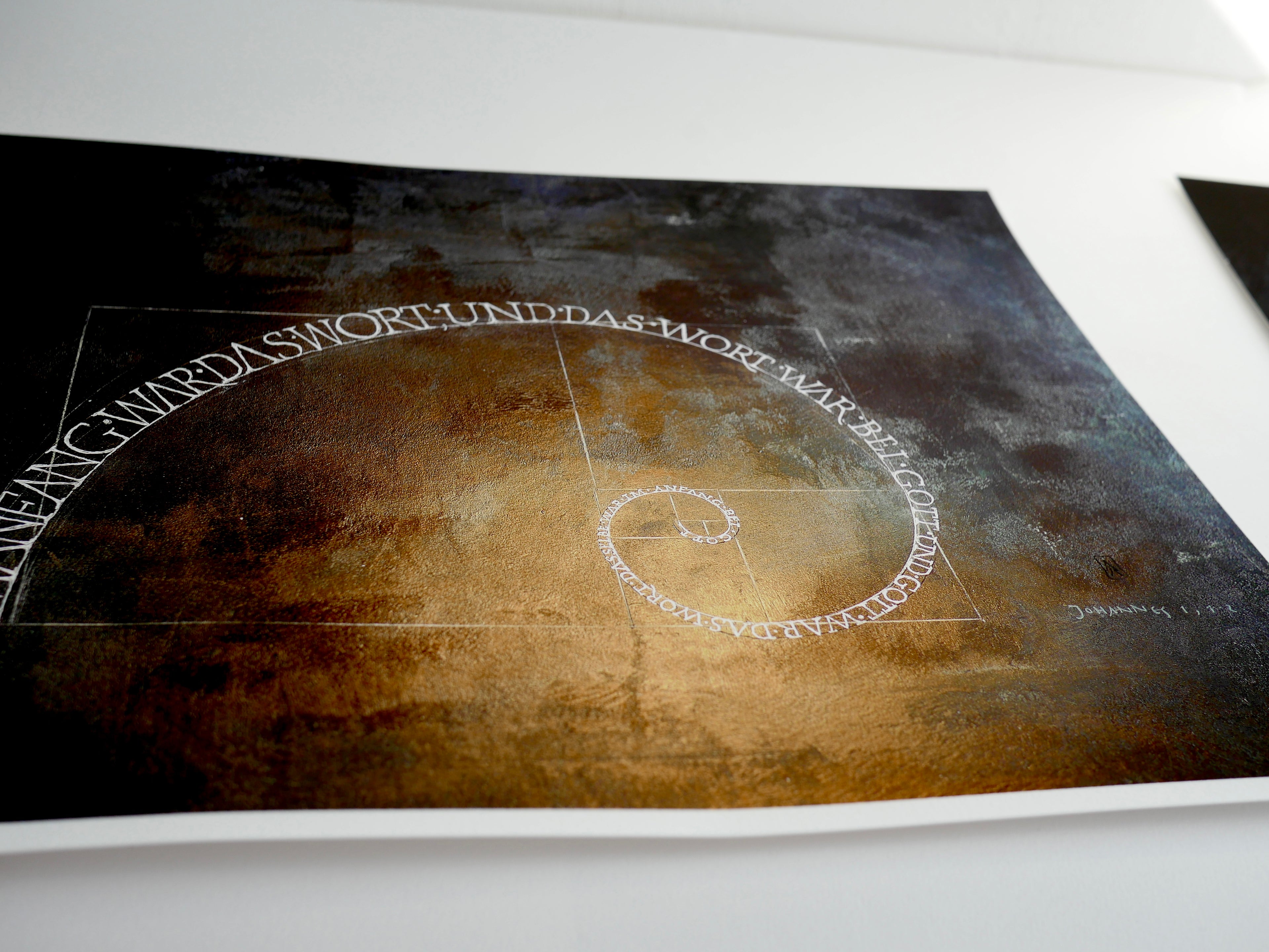 Wandbild christlich, 48×32cm, "Im Anfang war das Wort", Fine art Print, Goldener Schnitt, moderne christliche Kunst, christliche Poster, christliche Bilder groß edel