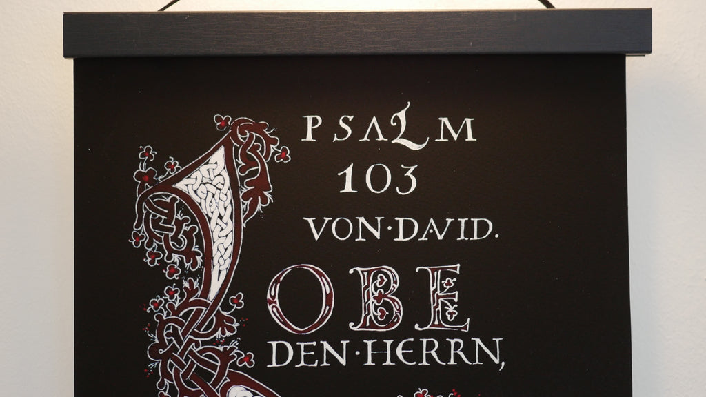 Christliche Wandbilder, Psalm 103,  Fine Art Print, Kalligrafie, 78cm lang, christliche Kunst, christliche Poster Psalmen