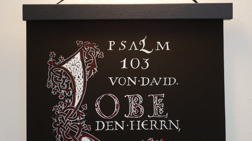 Christliche Wandbilder, Psalm 103,  Fine Art Print, Kalligrafie, 78cm lang, christliche Kunst, christliche Poster Psalmen