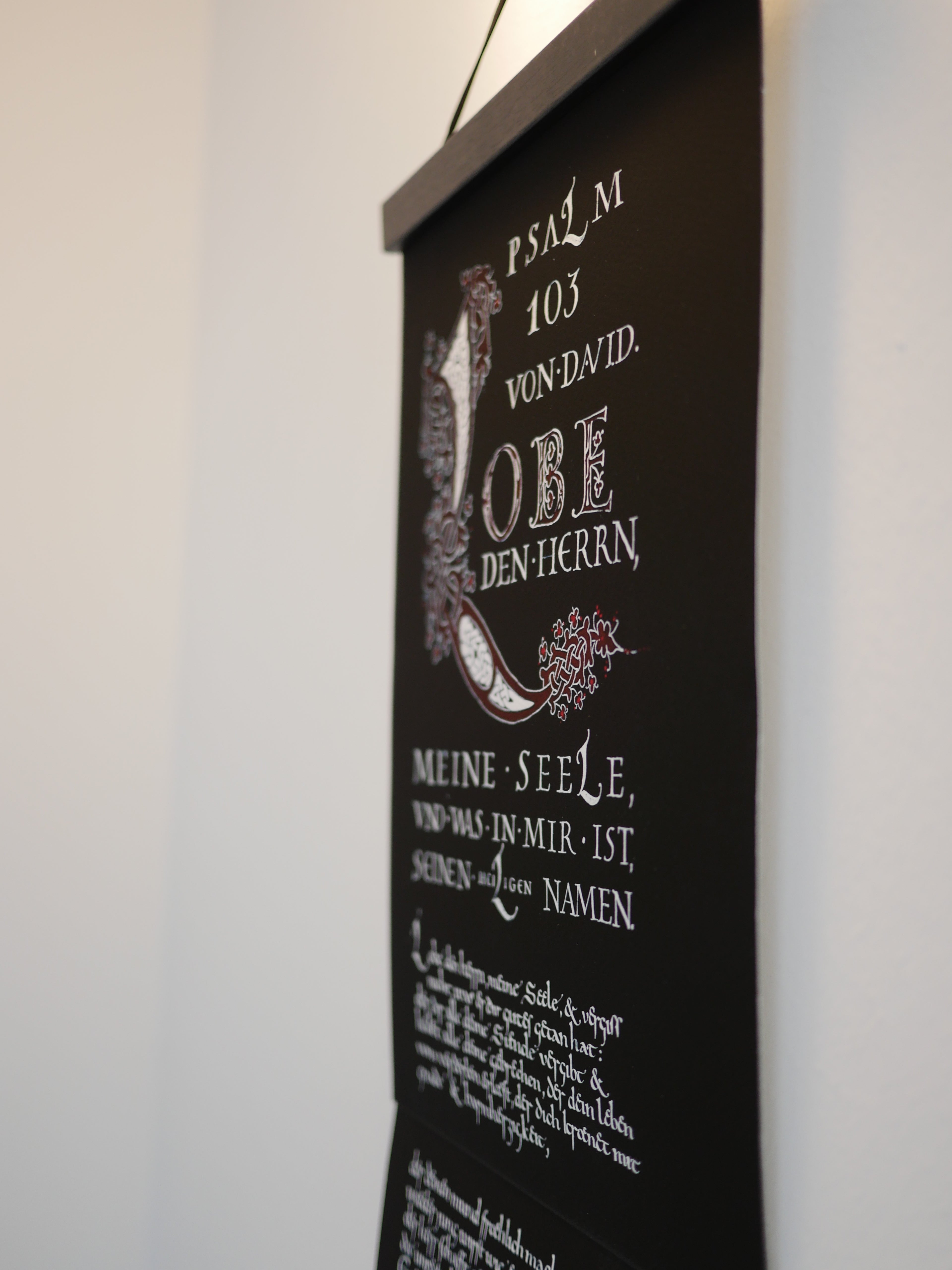 Christliche Wandbilder, Psalm 103,  Fine Art Print, Kalligrafie, 78cm lang, christliche Kunst, christliche Poster Psalmen