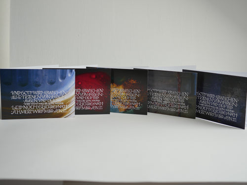 Christliche Trauerkarte „Gott wird abwischen alle Tränen“ – 5 Motive - Bibelvers Offb. 21,4 | Trostkarte rot | Kalligrafie A6