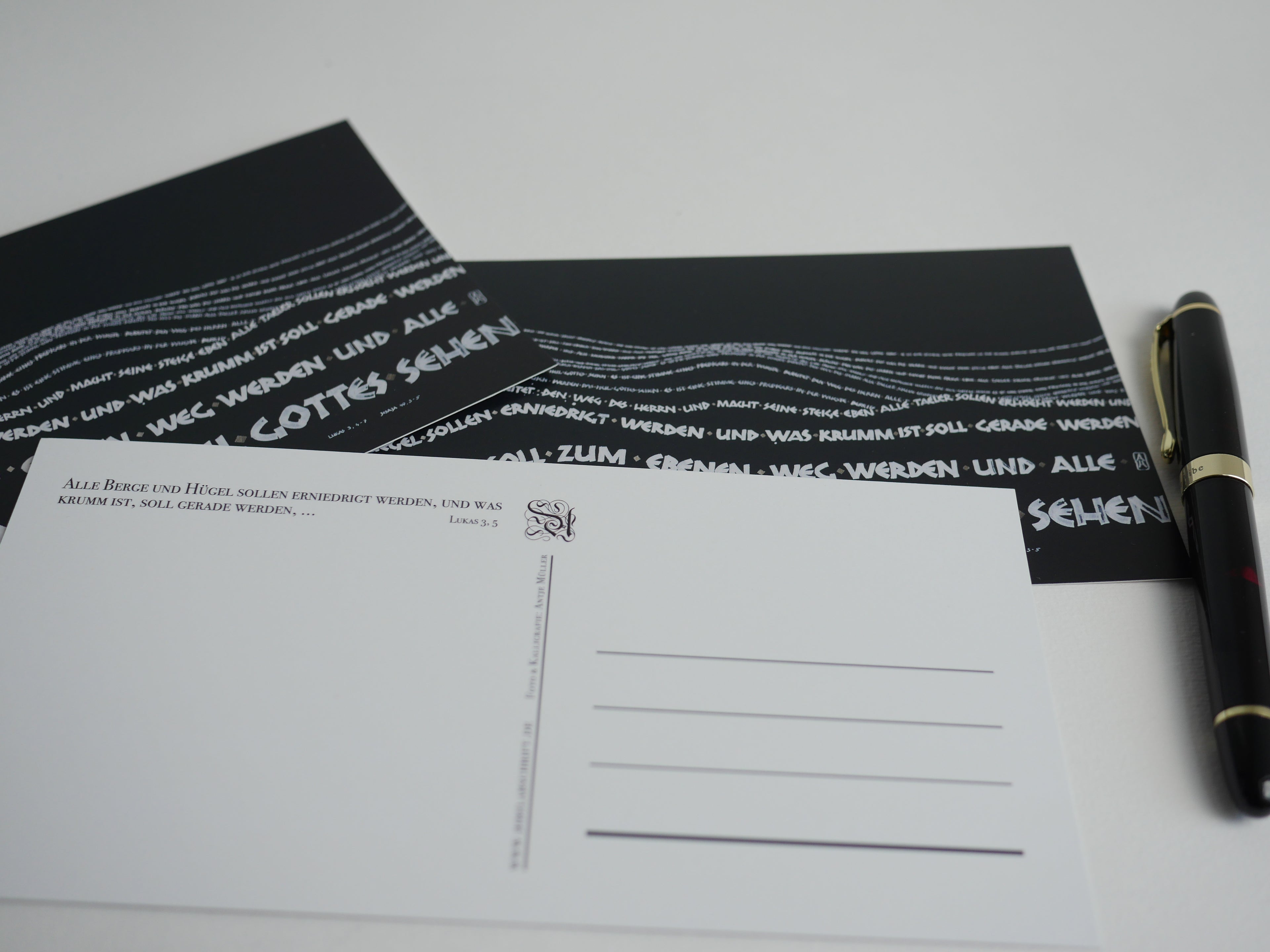 Postkarte christlich, Alle Berge und Hügel, wie 3D, Kalligrafie, Bibelvers, moderne christliche Kunst, Din lang, gedruckt, Kalligraphie