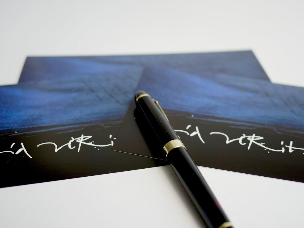 Ich bin der Weg und die Wahrheit und das Leben, kalligrafische Postkarte mit Bibelvers auf Latein: Via, Veritas, Vita, gedruckt, Din lang