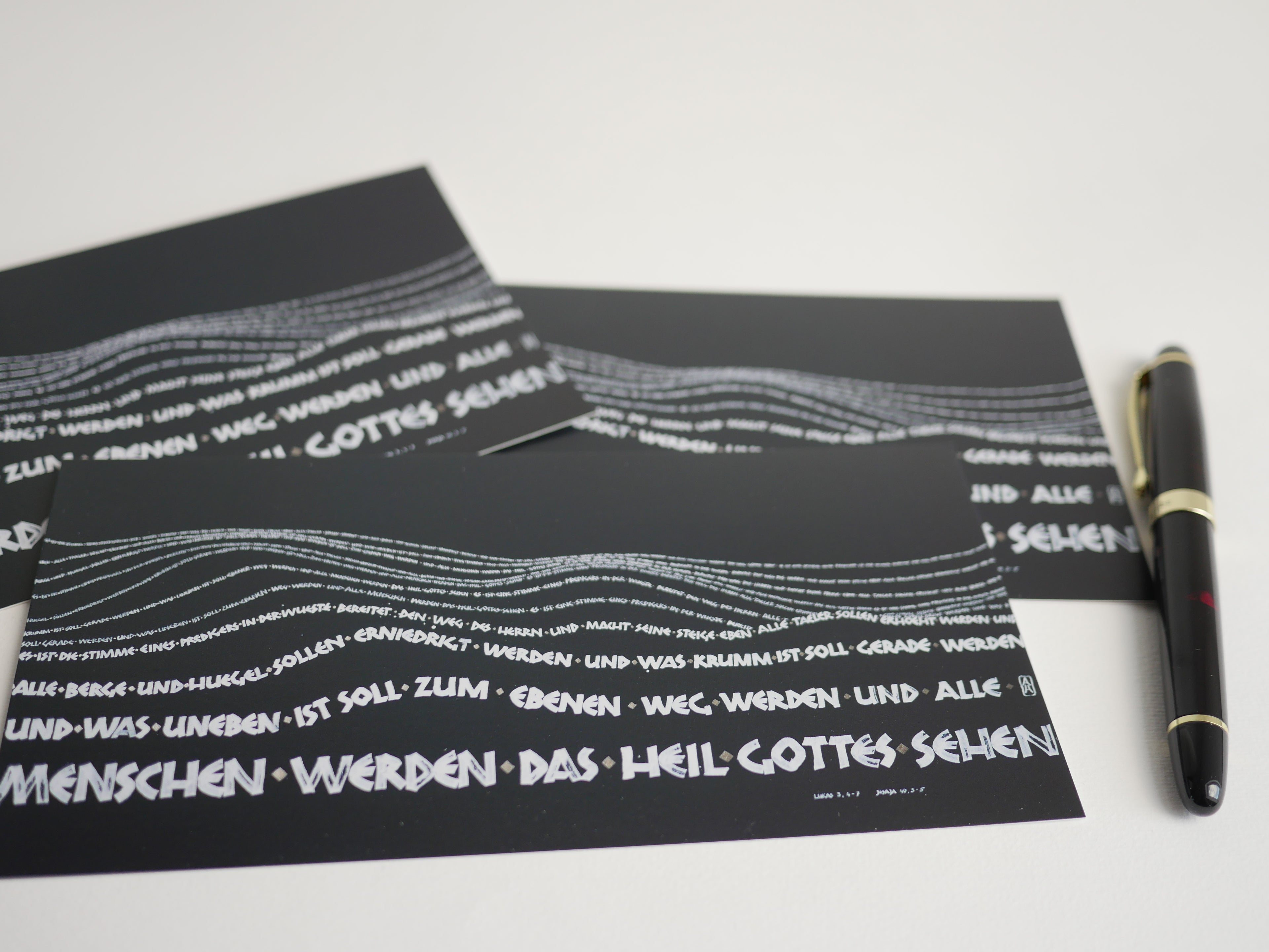 Postkarte christlich, Alle Berge und Hügel, wie 3D, Kalligrafie, Bibelvers, moderne christliche Kunst, Din lang, gedruckt, Kalligraphie