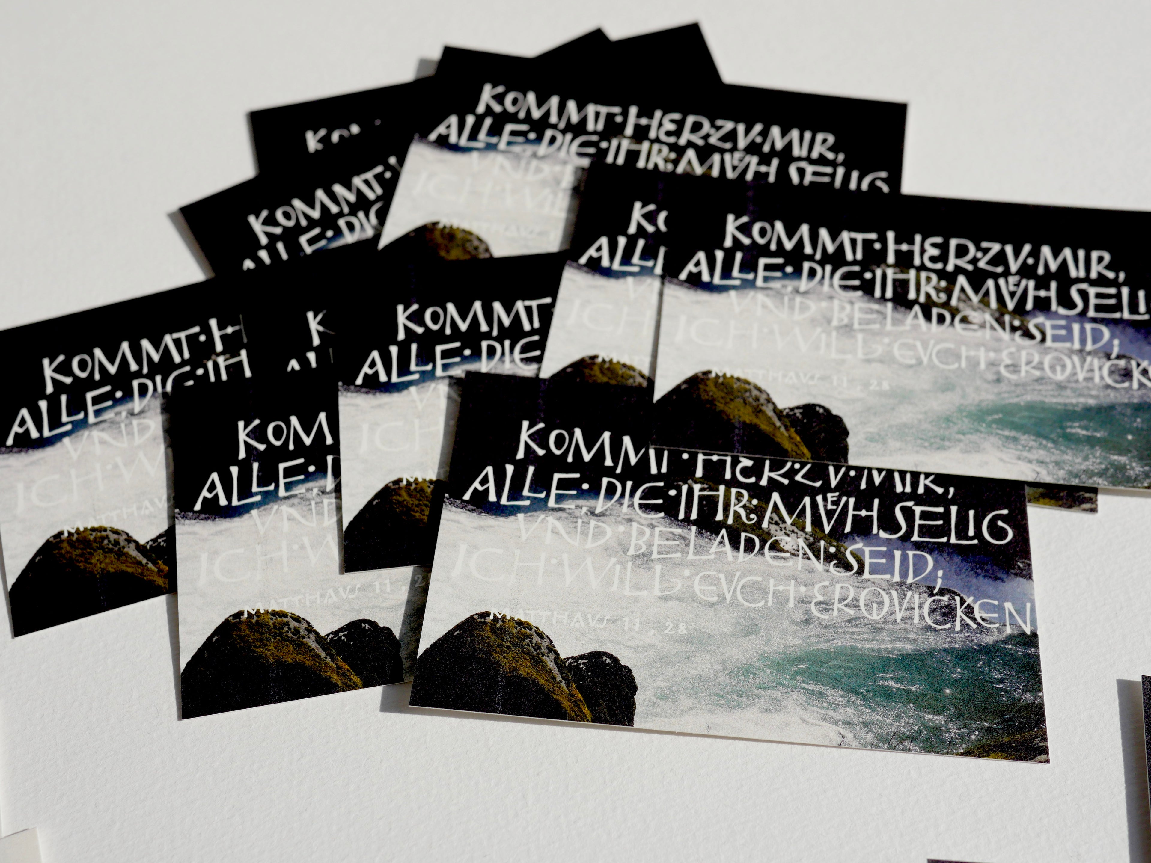 Set 50 Kärtchen mit Bibelversen, zum Verteilen, 5 Motive, Visitenkarte, gedruckt auf Karton, christliche Kärtchen, Evangelisation, Mission, Gottesdienst