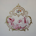 Kleines Küchenbild, 16 x 16 cm, Mühle Miniatur historische Zeichnung, Fine Art Print, handvergoldet