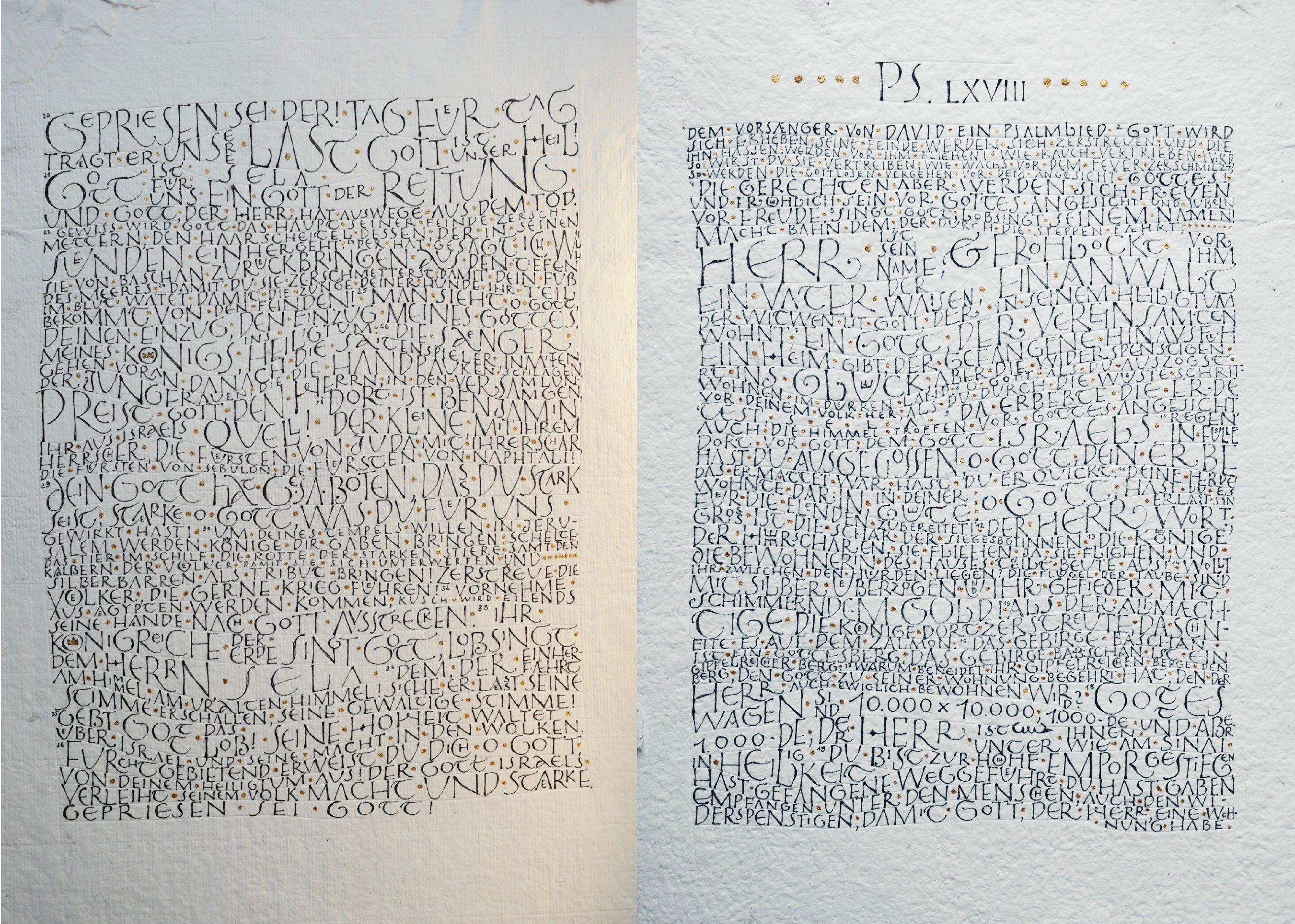 Kunstdruck Postkarte, handsigniert, Kalligrafie, Kunstdruck Klappkarte, kompletter Psalm 68, christliche Grußkarte, mit Umschlag B6, Lob, Lobpreis
