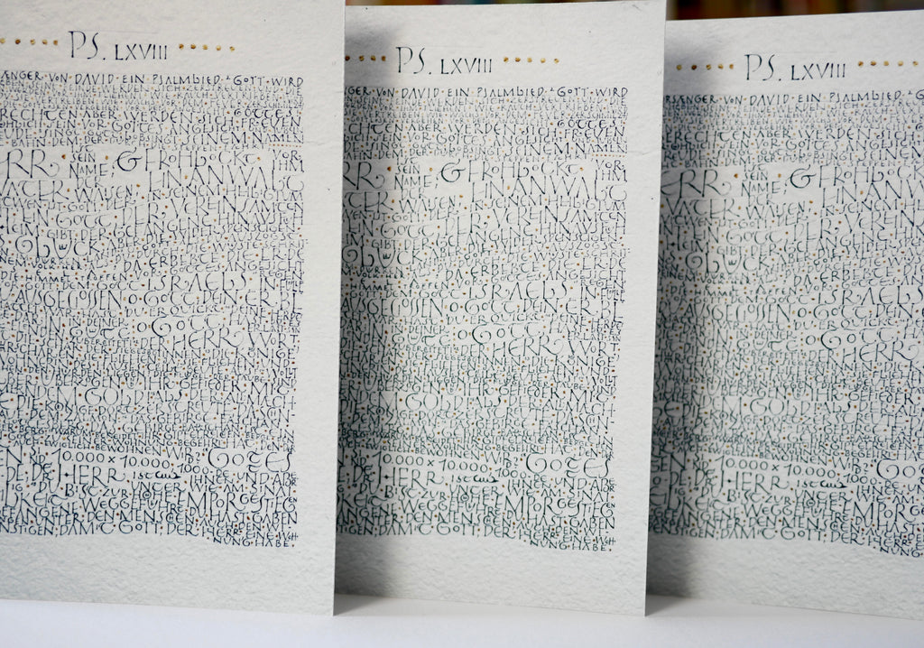 Kunstdruck Postkarte, handsigniert, Kalligrafie, Kunstdruck Klappkarte, kompletter Psalm 68, christliche Grußkarte, mit Umschlag B6, Lob, Lobpreis