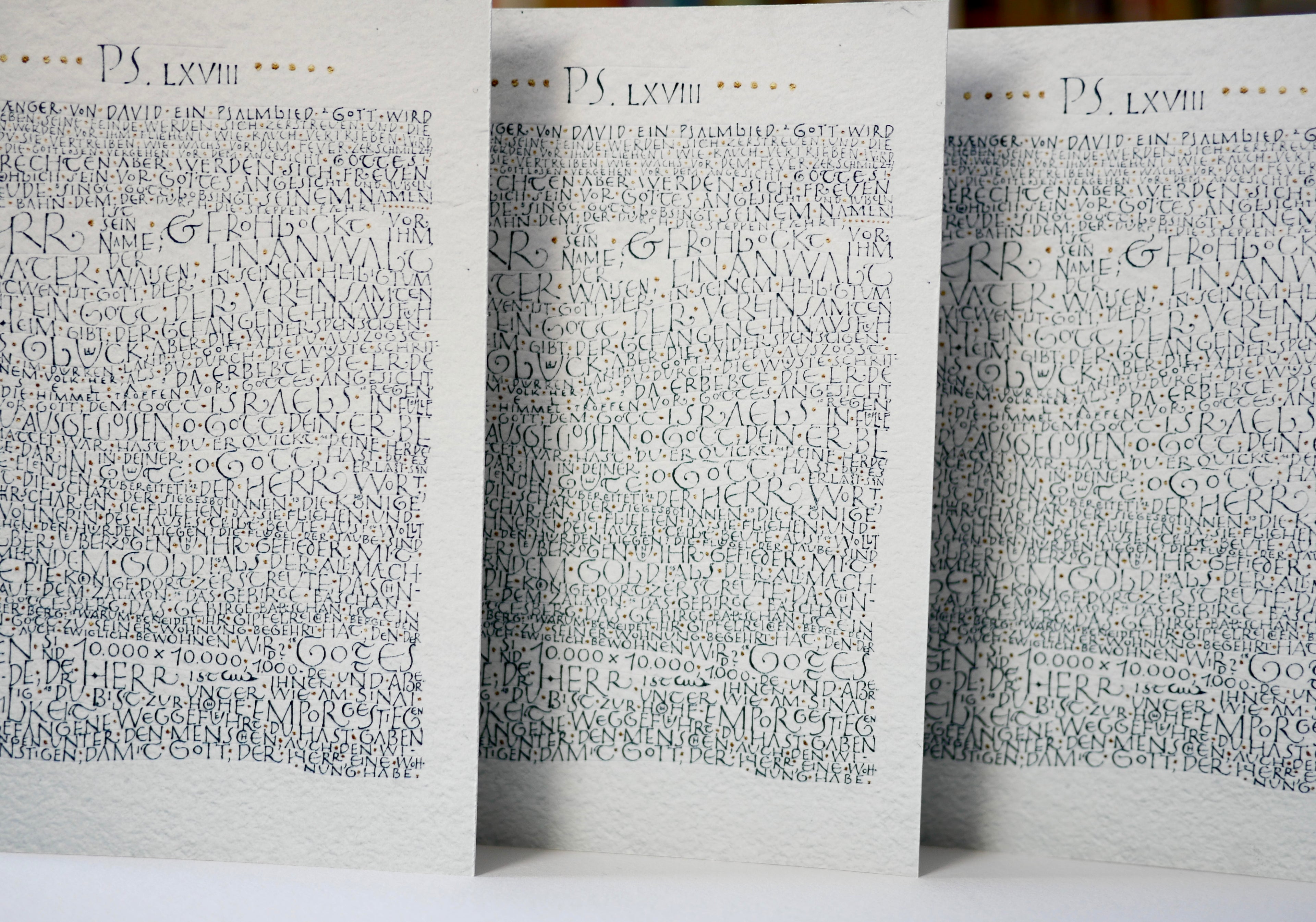 Kunstdruck Postkarte, handsigniert, Kalligrafie, Kunstdruck Klappkarte, kompletter Psalm 68, christliche Grußkarte, mit Umschlag B6, Lob, Lobpreis