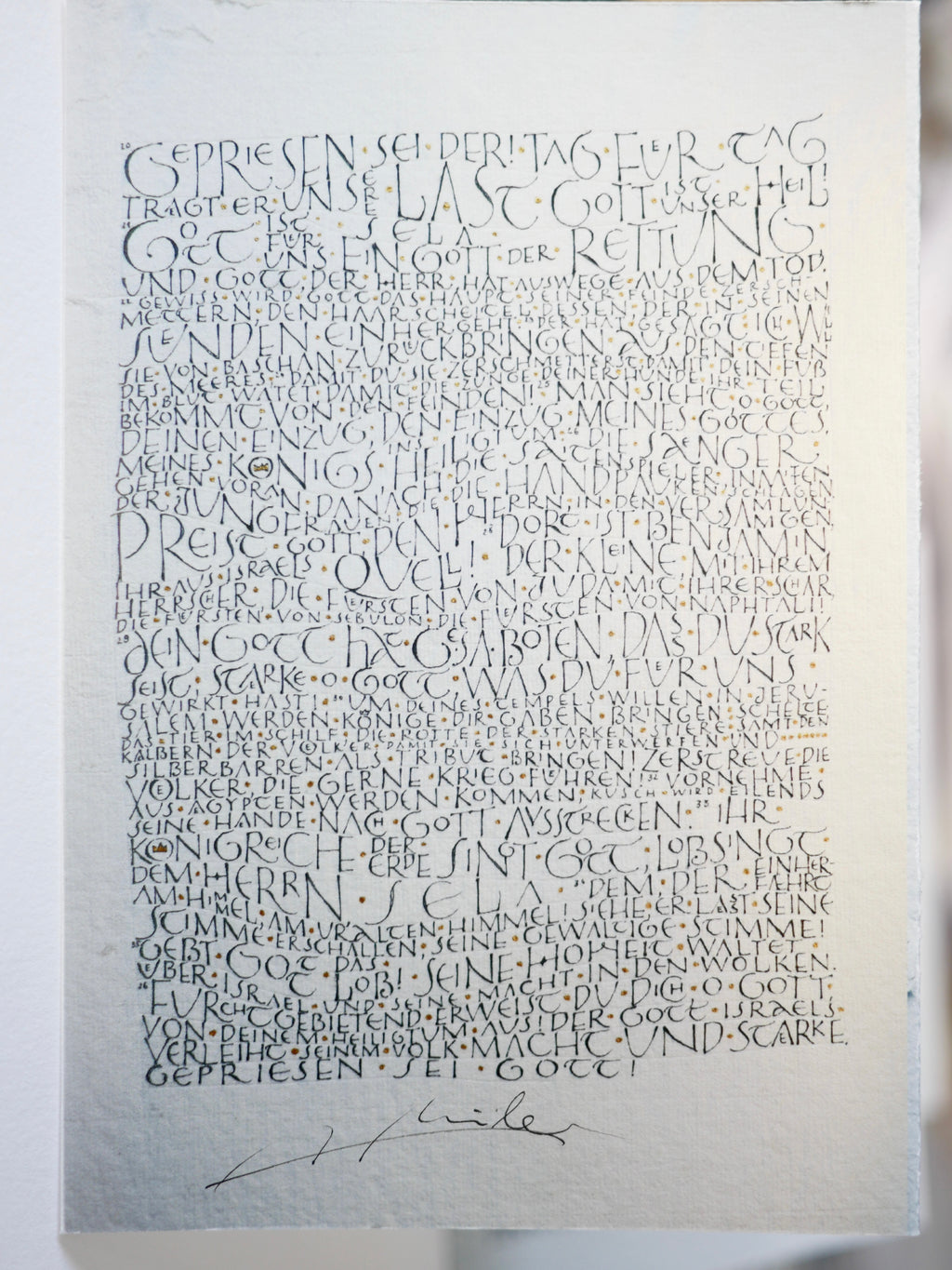 Kunstdruck Postkarte, handsigniert, Kalligrafie, Kunstdruck Klappkarte, kompletter Psalm 68, christliche Grußkarte, mit Umschlag B6, Lob, Lobpreis