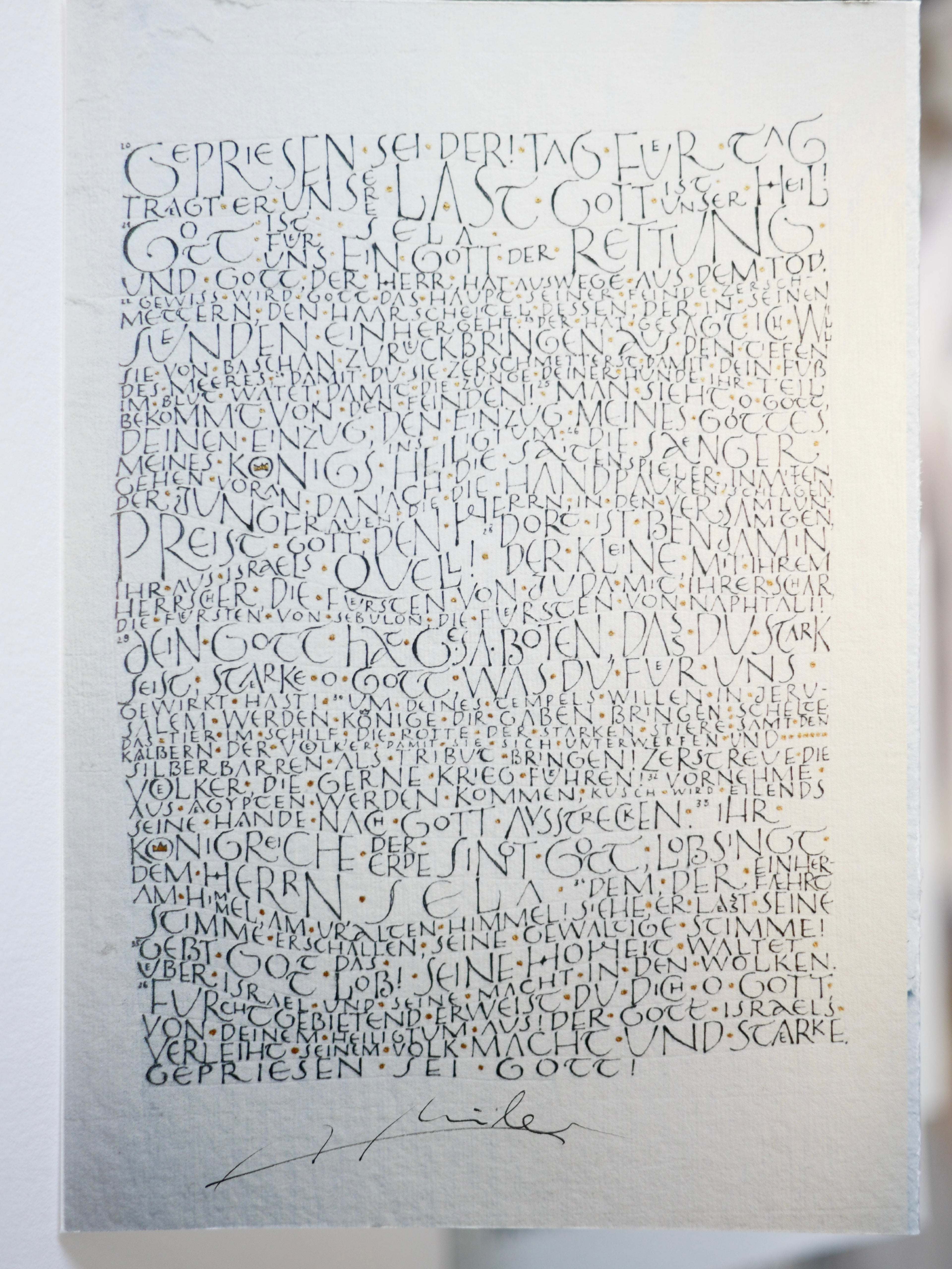 Kunstdruck Postkarte, handsigniert, Kalligrafie, Kunstdruck Klappkarte, kompletter Psalm 68, christliche Grußkarte, mit Umschlag B6, Lob, Lobpreis