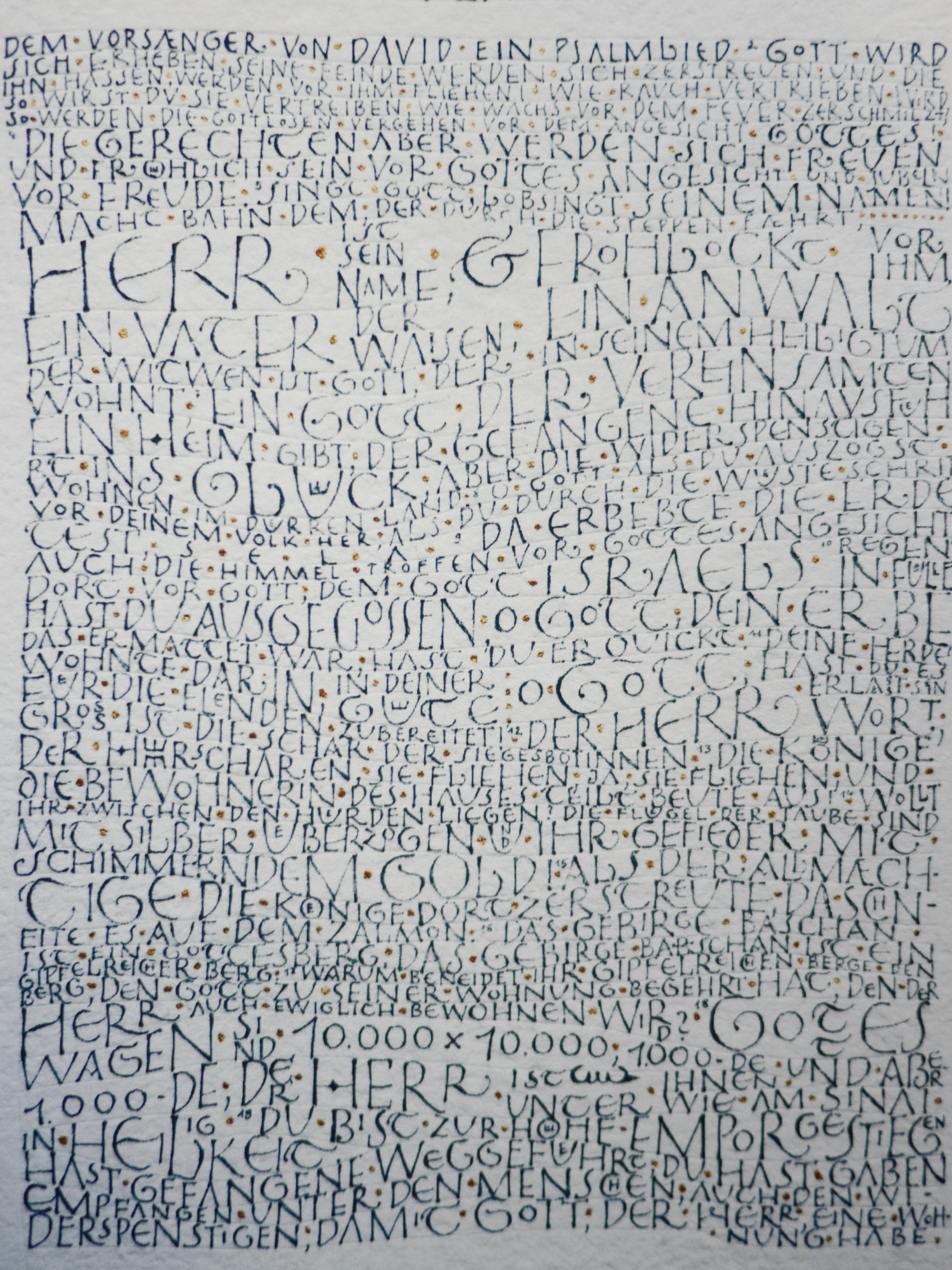 Kunstdruck Postkarte, handsigniert, Kalligrafie, Kunstdruck Klappkarte, kompletter Psalm 68, christliche Grußkarte, mit Umschlag B6, Lob, Lobpreis