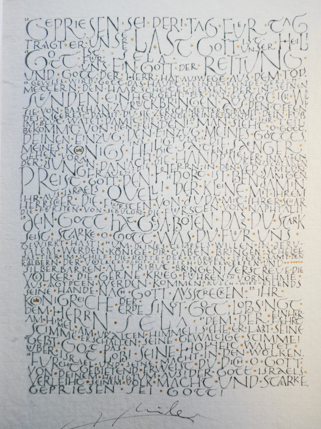 Kunstdruck Postkarte, handsigniert, Kalligrafie, Kunstdruck Klappkarte, kompletter Psalm 68, christliche Grußkarte, mit Umschlag B6, Lob, Lobpreis