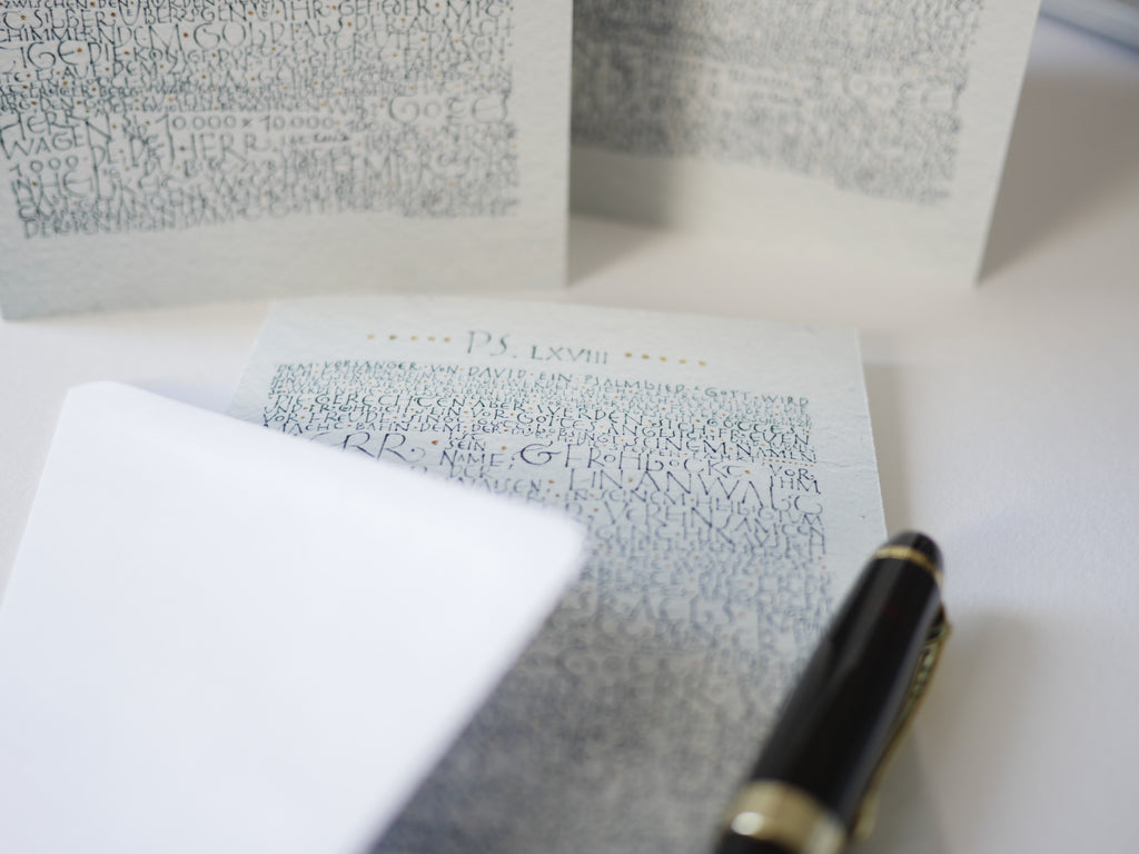 Kunstdruck Postkarte, handsigniert, Kalligrafie, Kunstdruck Klappkarte, kompletter Psalm 68, christliche Grußkarte, mit Umschlag B6, Lob, Lobpreis