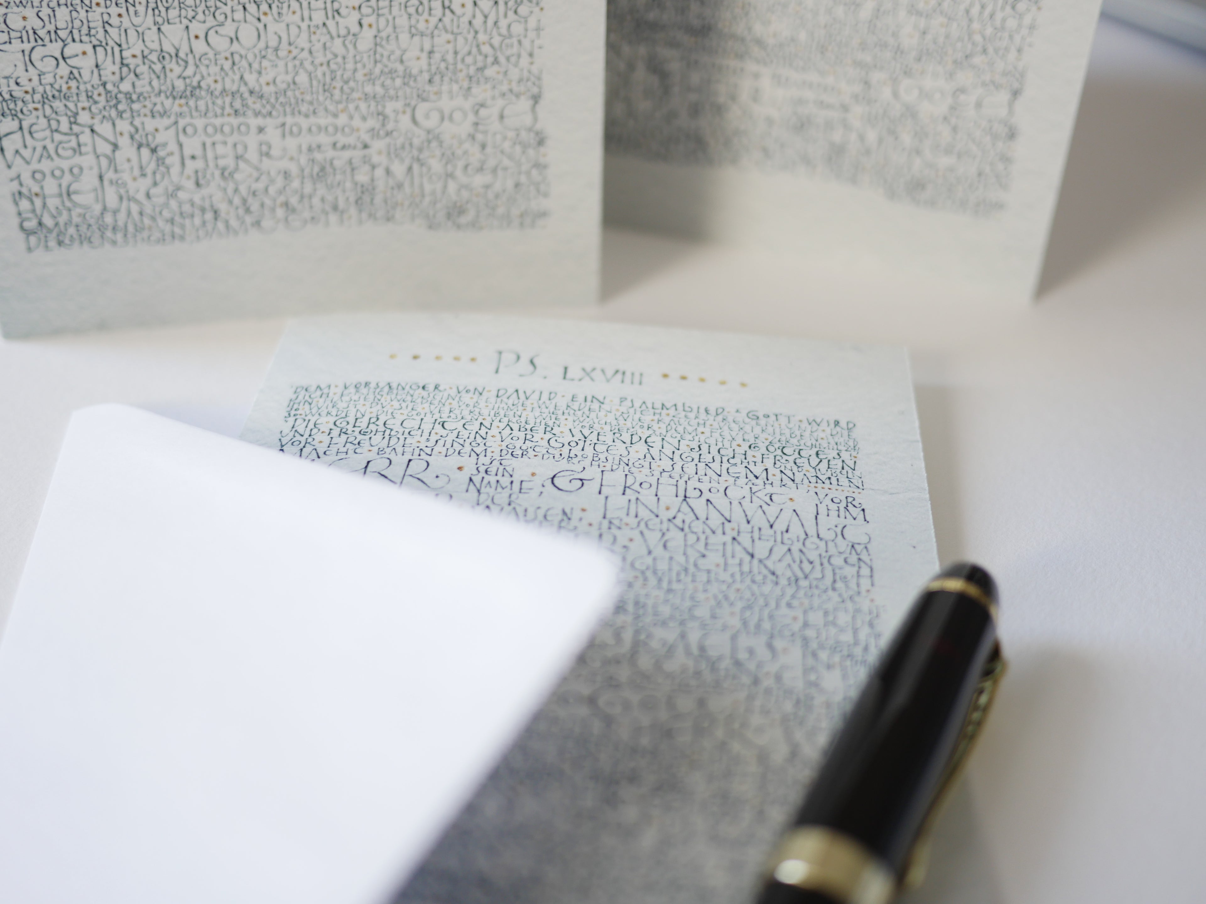 Kunstdruck Postkarte, handsigniert, Kalligrafie, Kunstdruck Klappkarte, kompletter Psalm 68, christliche Grußkarte, mit Umschlag B6, Lob, Lobpreis