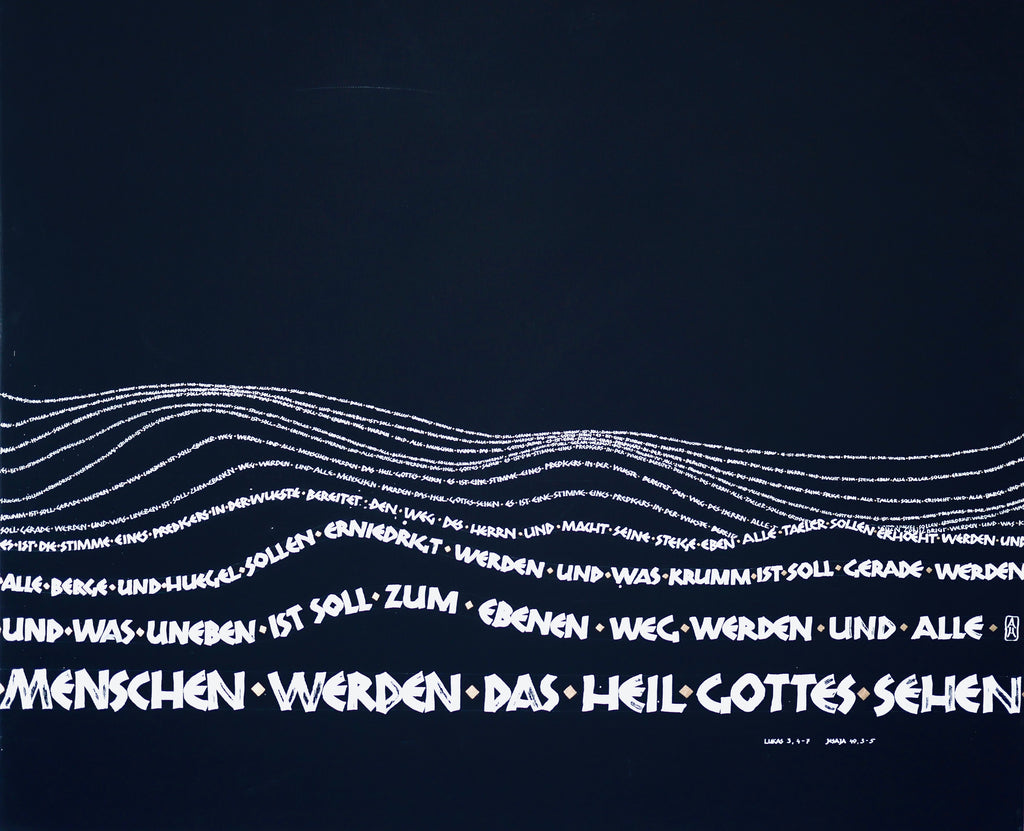 Wandbild christlich, 40x32 cm,  "Alle Berge und Hügel ... ", Kalligrafie, Fine Art Print, Bibelvers, christliche Kunst, Geschenke christlich