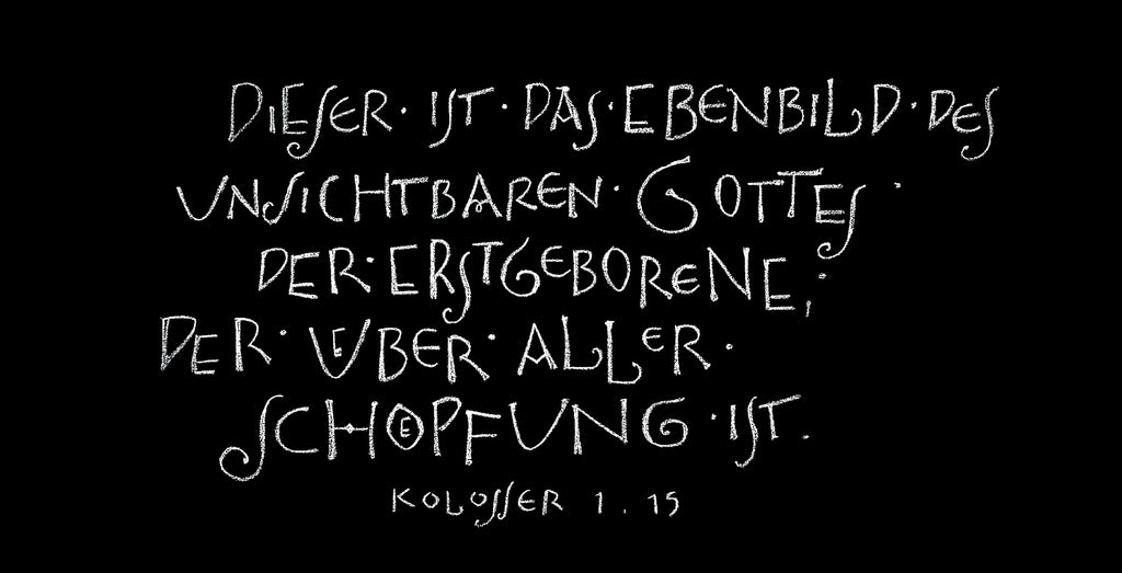 Postkarte christlich, Bibelvers "Dieser ist das Ebenbild …", Kolosser 1,15, gedruckt auf Postkartenkarton, Din lang, Kalligrafie