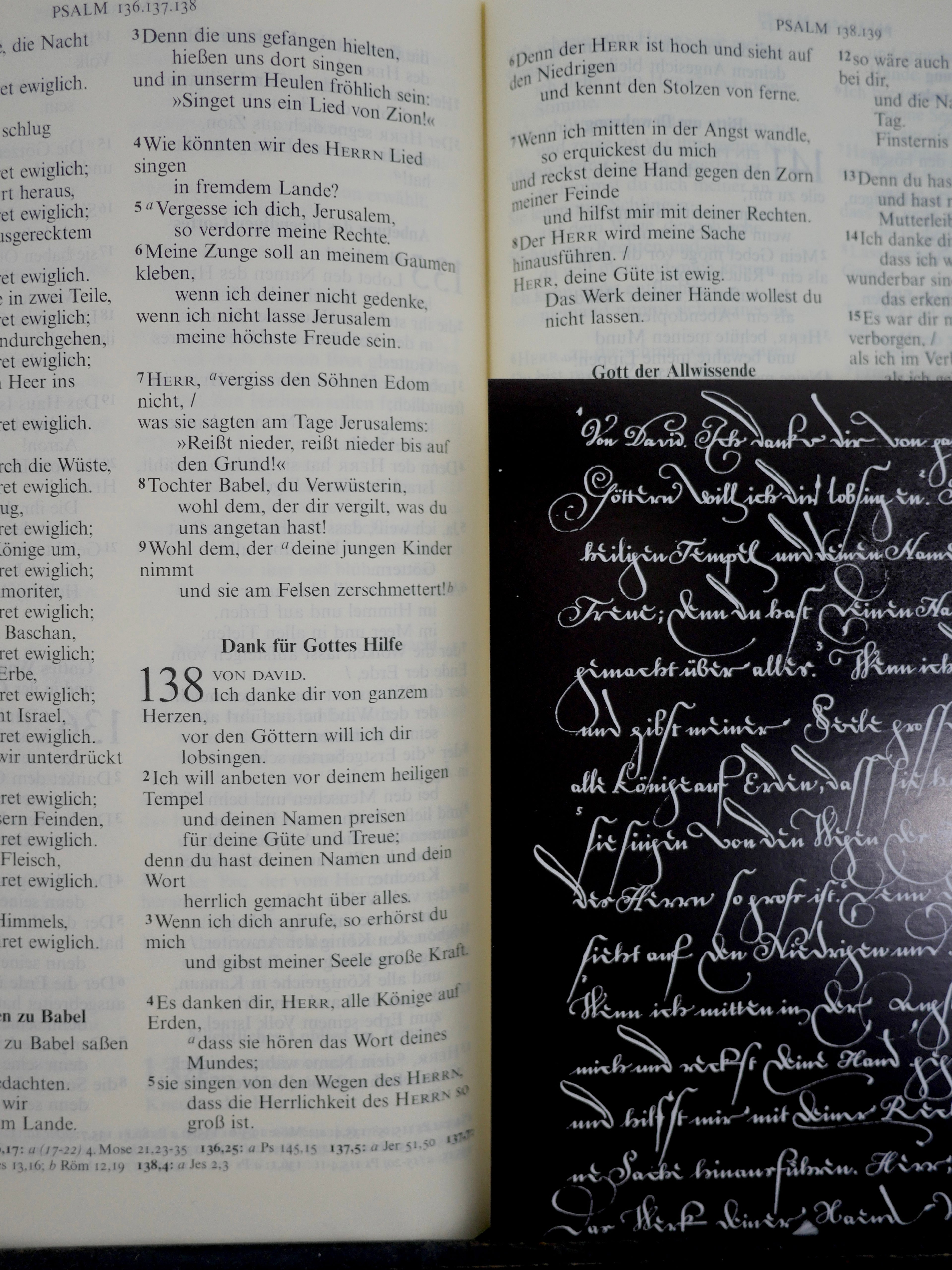 Christliche Karten, Psalm 138, kalligrafische Postkarte mit komplettem Psalm, christliche Postkarten, Dank und Lob, gedruckt, quadratisch, moderne christliche Kunst