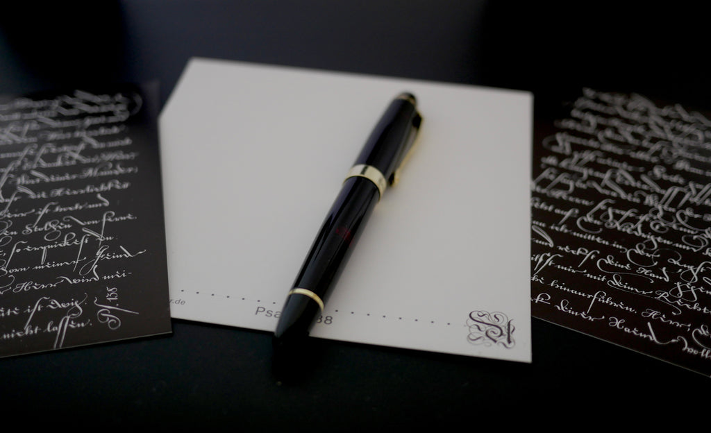 Christliche Karten, Psalm 138, kalligrafische Postkarte mit komplettem Psalm, christliche Postkarten, Dank und Lob, gedruckt, quadratisch, moderne christliche Kunst