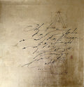 Christliche Wandbilder, 32x32cm, Alpha und Omega, Gold, Fine Art Print, Kalligrafie, Offenbarung 22, Bibelvers, Bibelkunst