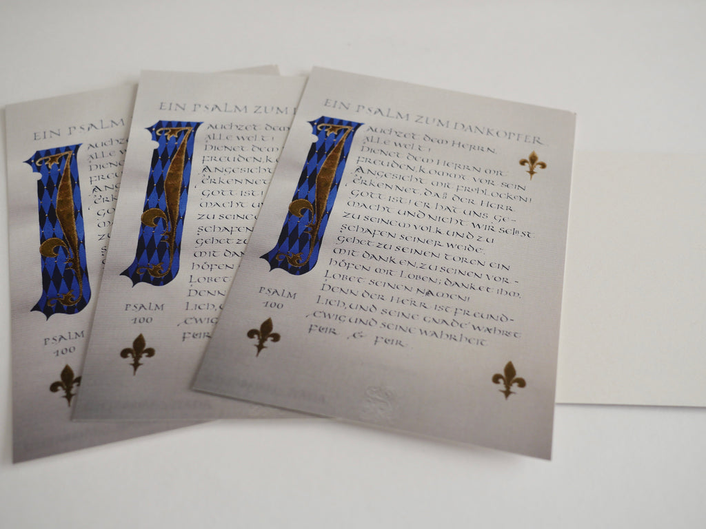 Christliche Karten, Psalm 100, kalligrafische Postkarte mit komplettem Psalm, DIN A 6, christliche Postkarten, Lobpreis, Halleluja