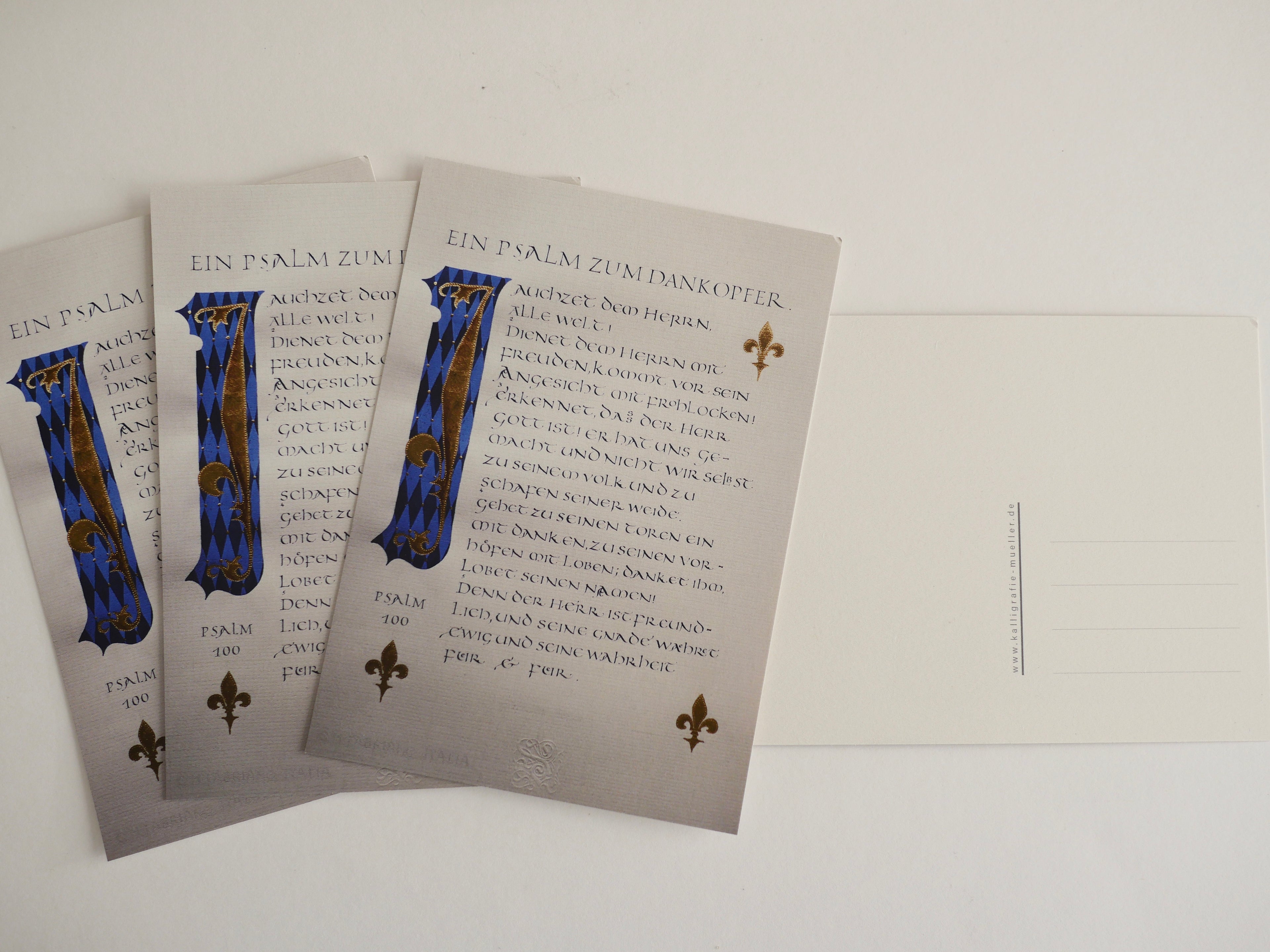 Christliche Karten, Psalm 100, kalligrafische Postkarte mit komplettem Psalm, DIN A 6, christliche Postkarten, Lobpreis, Halleluja