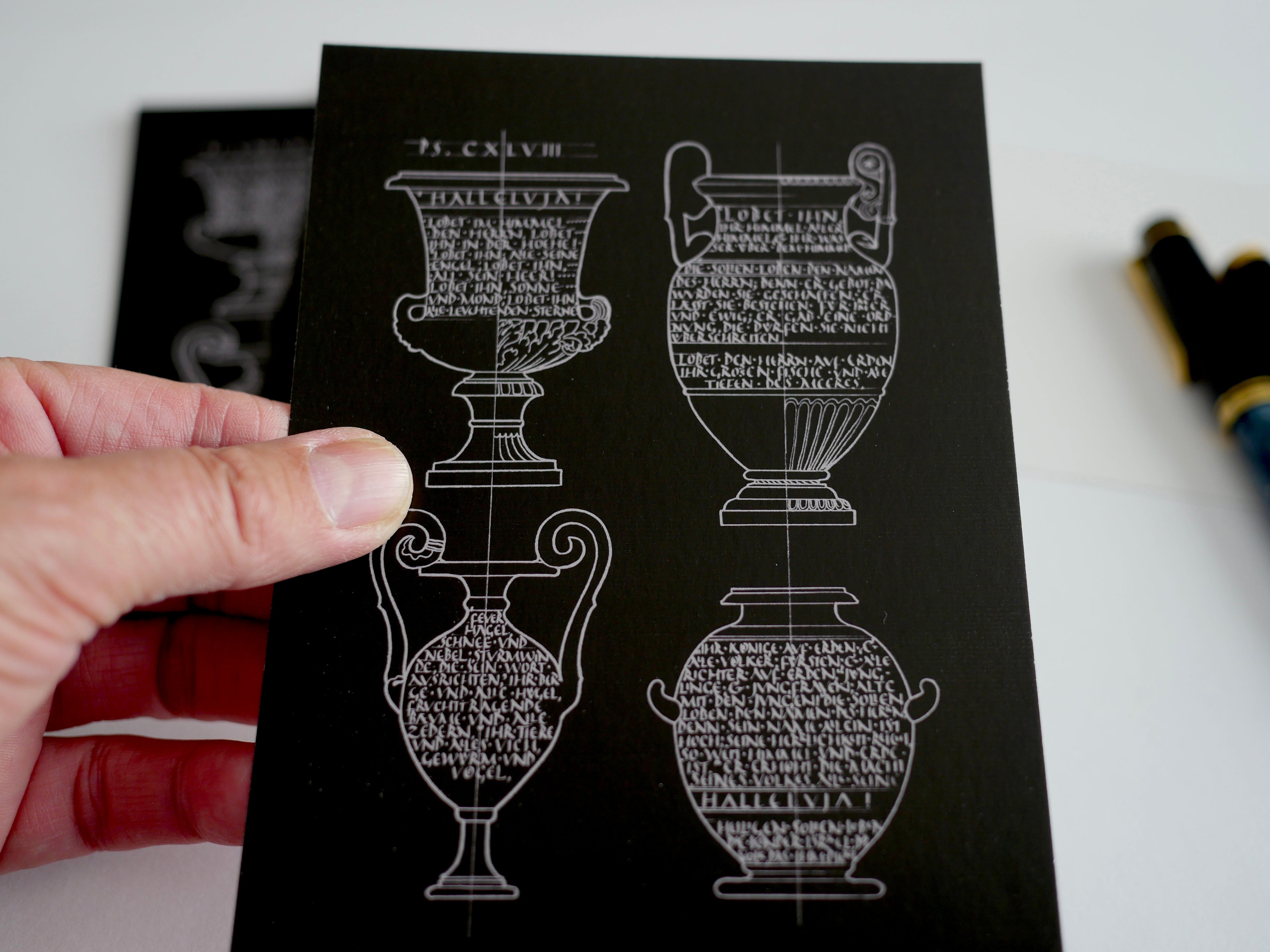 Christliche Karten, Psalm 148, kalligrafische Postkarte mit komplettem Psalm, DIN A 6, christliche Postkarten, Lobpreis, Halleluja