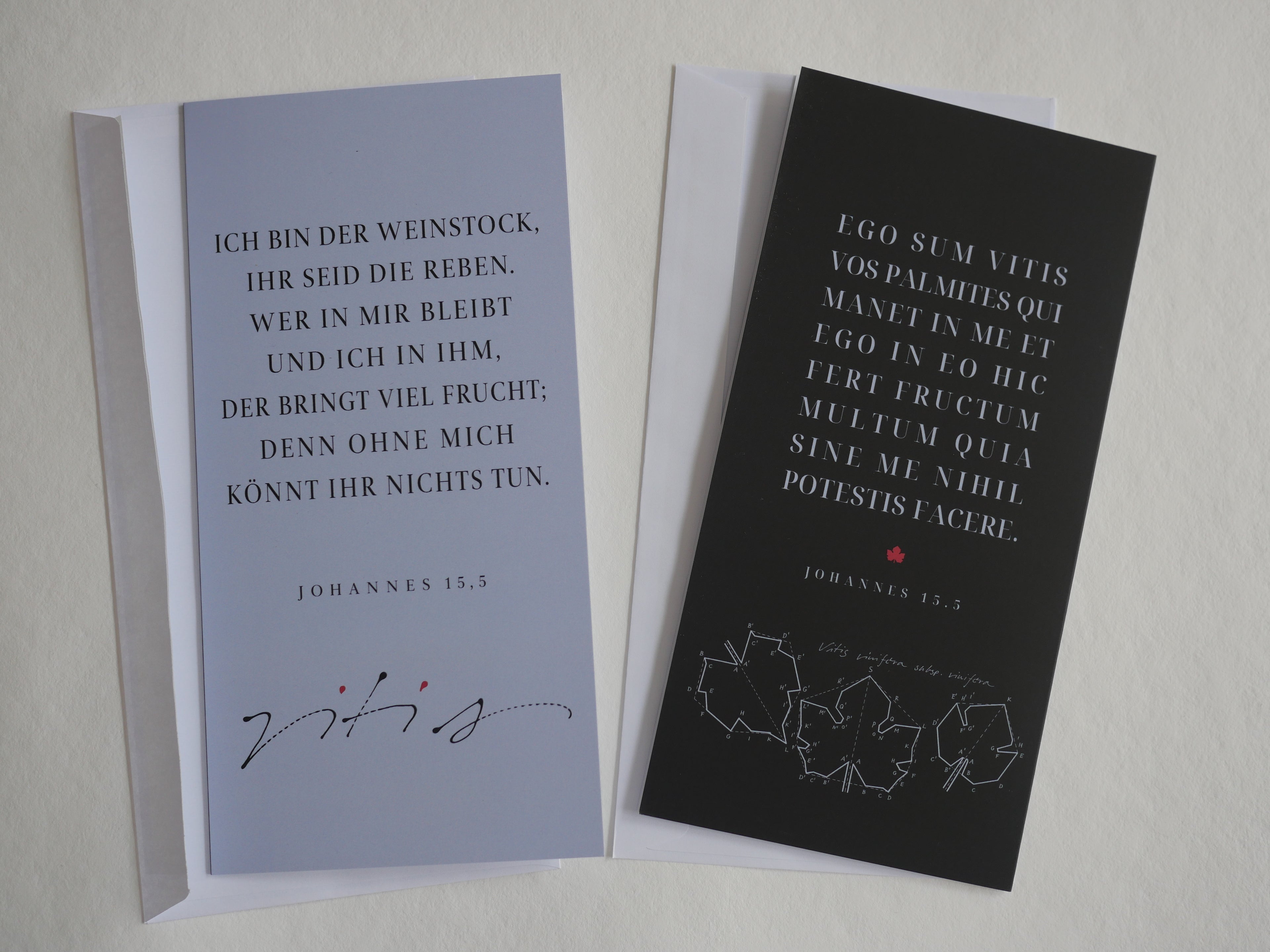 Christliche Klappkarte Johannes 15,5 – Ich bin der Weinstock – DIN lang mit Umschlag, Kalligrafie