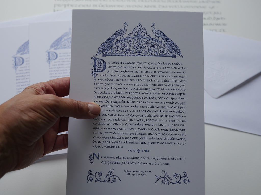 1. Korinther 13 Klappkarte A5 – Hohelied der Liebe – Kalligrafie, byzantinisches Motiv, christliche Karte mit C5 Umschlag