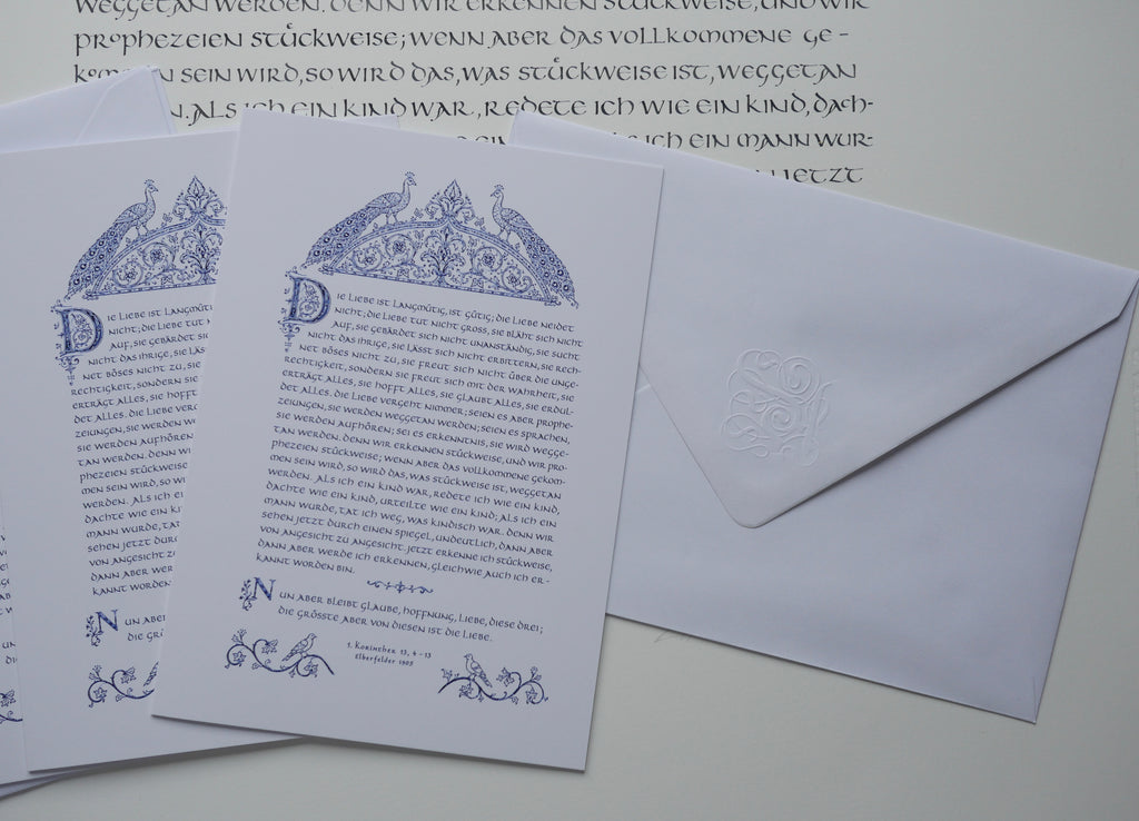 1. Korinther 13 Klappkarte A5 – Hohelied der Liebe – Kalligrafie, byzantinisches Motiv, christliche Karte mit C5 Umschlag