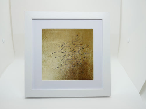 Christliche Wandbilder, 16x16cm, Alpha und Omega, Gold, Fine Art Print, Kalligrafie, Offenbarung 22, Bibelvers, Bibelkunst, auch mit Rahmen