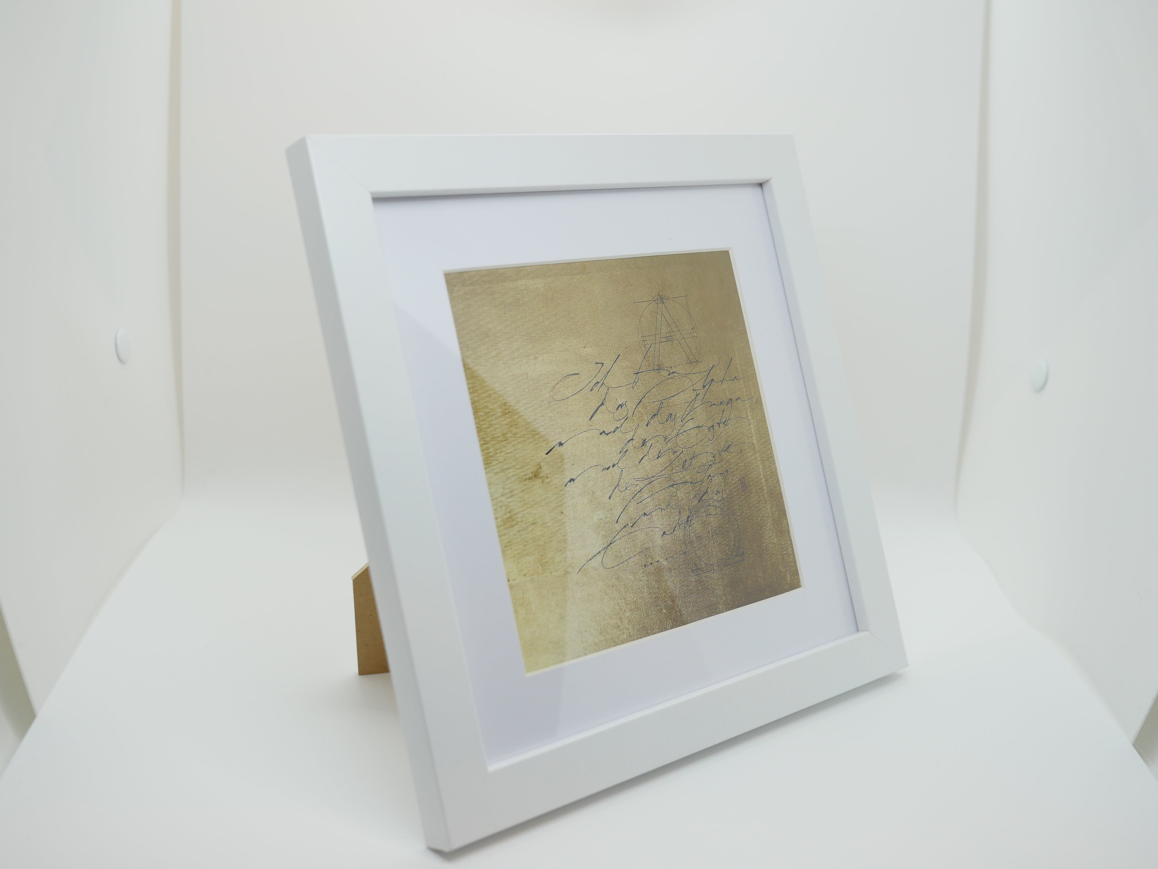 Christliche Wandbilder, 16x16cm, Alpha und Omega, Gold, Fine Art Print, Kalligrafie, Offenbarung 22, Bibelvers, Bibelkunst, auch mit Rahmen