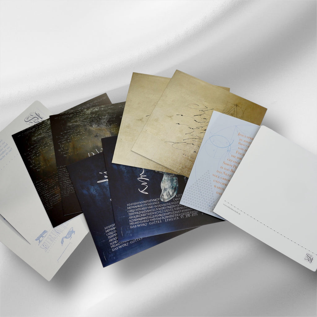 Set 10 christliche Postkarten, Kalligrafie, Kalligraphie, quadratisch, Bibelvers, gedruckt, kleine Geschenkidee, Mitbringsel