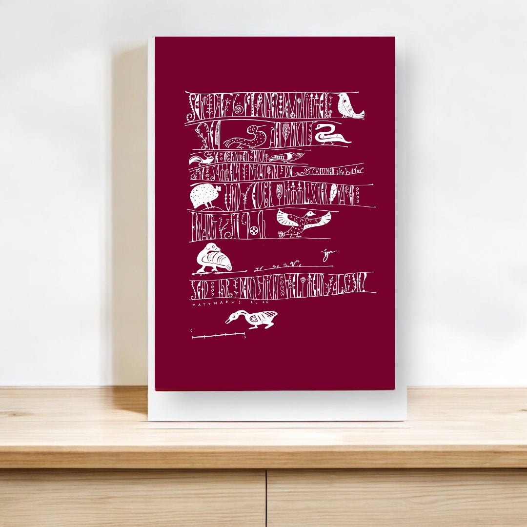 Wandbild christlich, in 3 Farben und Größen, Seht die Vögel, Giclée Druck, Kalligraphie, in 3 Farben und Größen, christliche Geschenke, Bibelkunst, moderne christliche Kunst